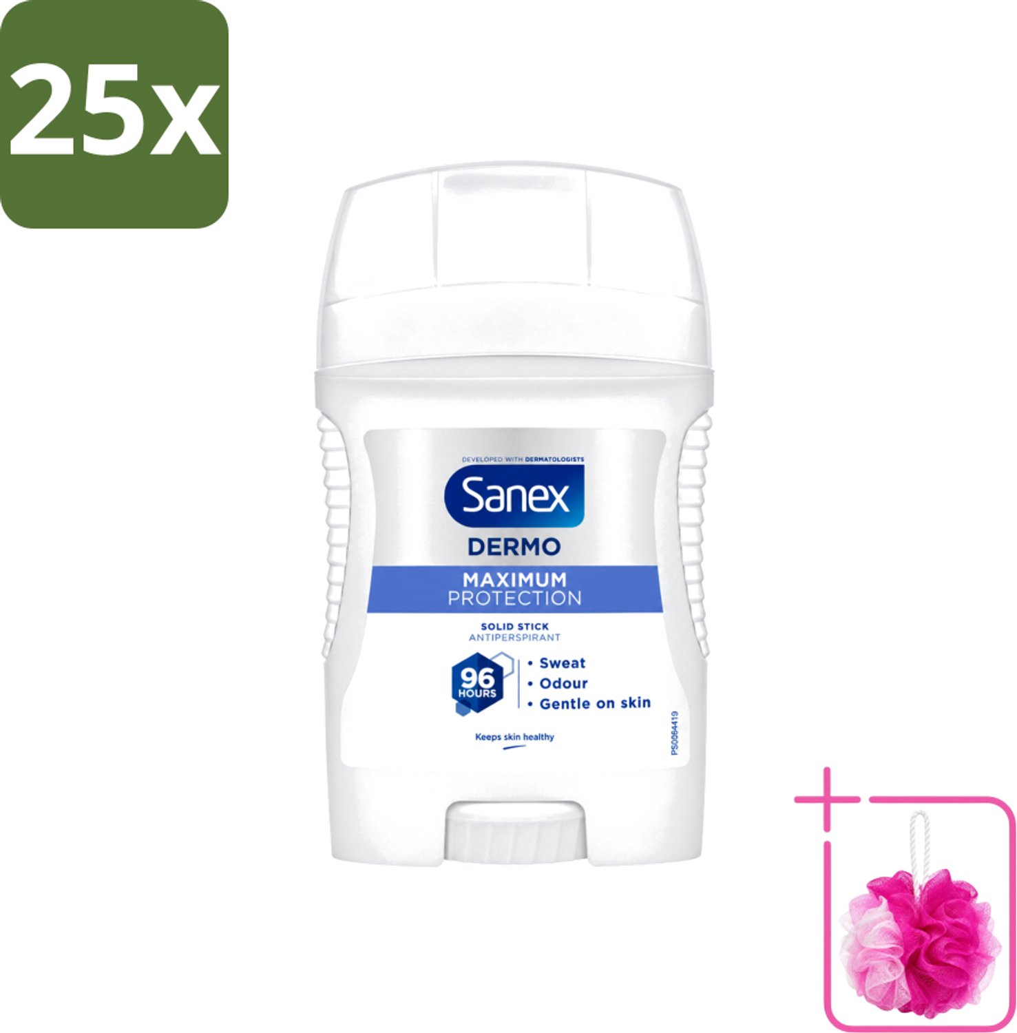 25 x Sanex – Deodorant Stick – Maximum Protection 96H – 50 ml - Bulkverpakking - Anti-transpirant stick - Douchemop - 96 uur bescherming
