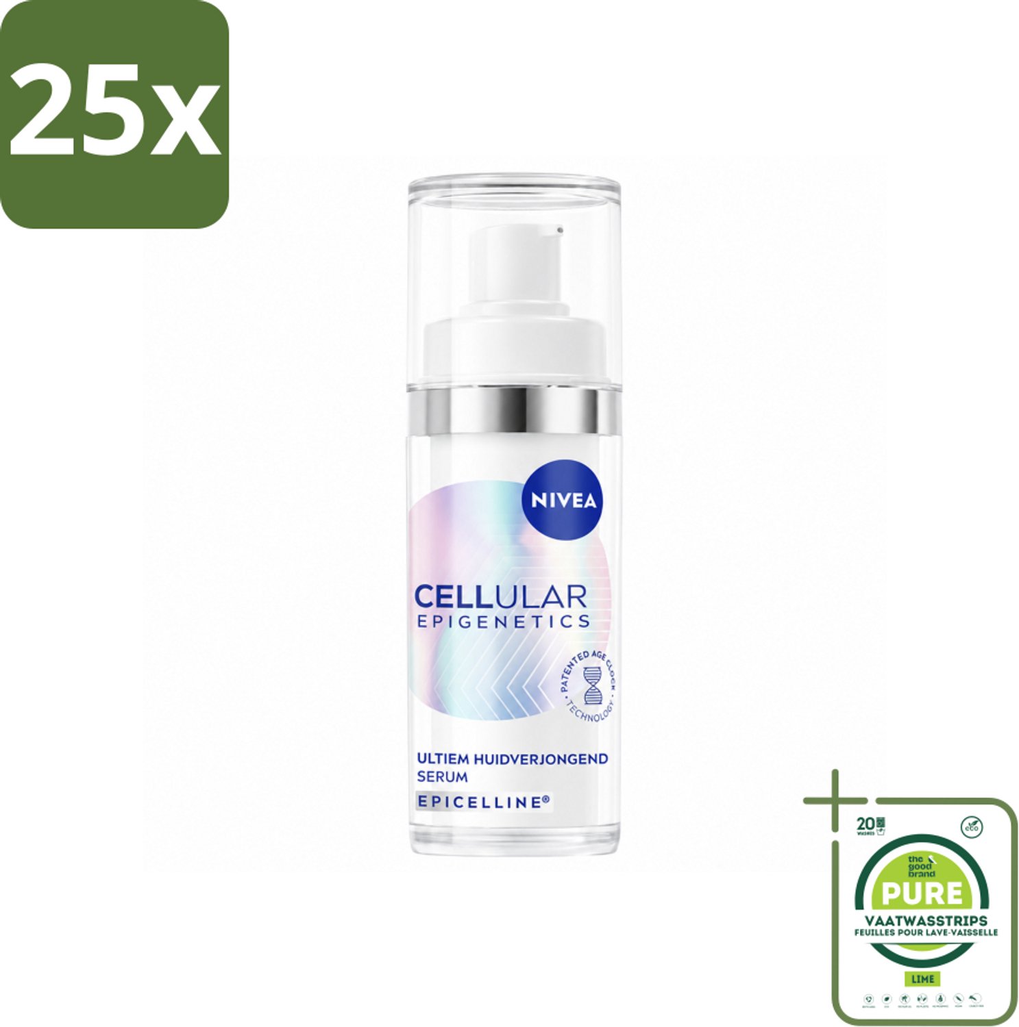 25 x NIVEA – Anti-Age Serum – Cellular Epigenetics – 30 ml - Grootverpakking - Vaatwasstrips - Anti-ouderdom - Gezichts-serum - Jeugdige Huid - Rimpelvermindering - Hydraatatie