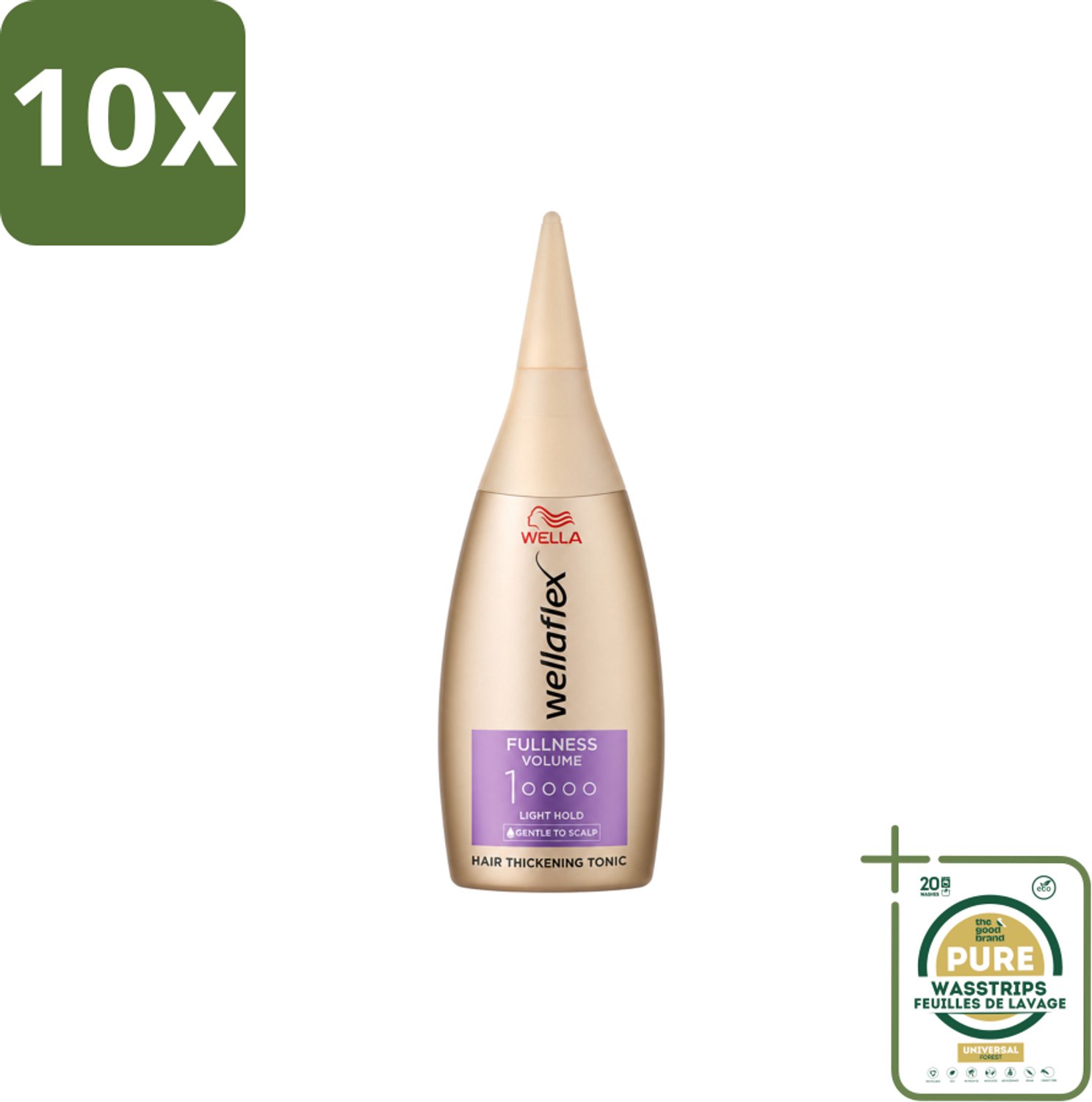 10 x Wella – Flex Fullness Volume – Haar Tonic – 100 ml - Wasstrips - Haarverdikker - Volume Tonic - Lichtgewicht Haarverdikker - UV Bescherming Haar - Vegan Haarverdikker