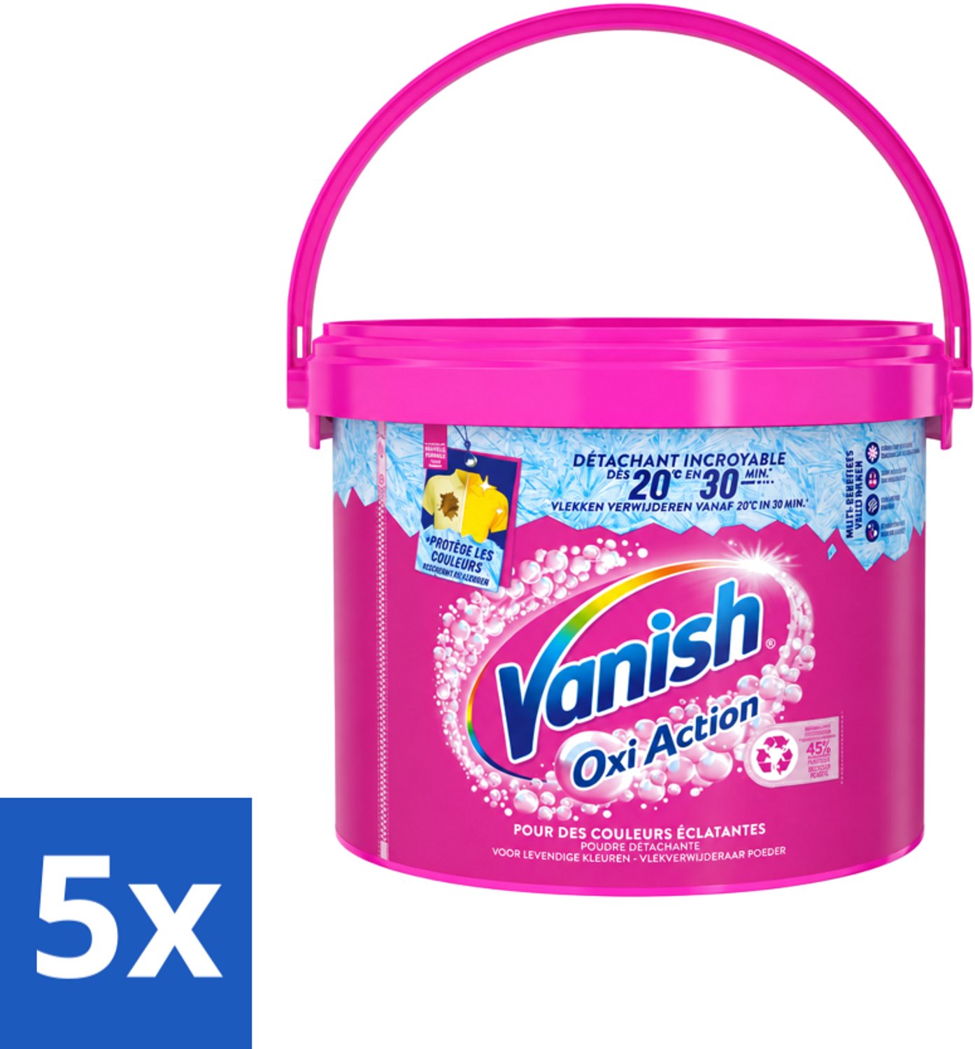 5 x Vanish Oxi Action - Vlekkenverwijderaar Poeder - Levendige Kleuren - Gekleurde Was - 2.7 Kg - Voordeelverpakking - 5 stuks