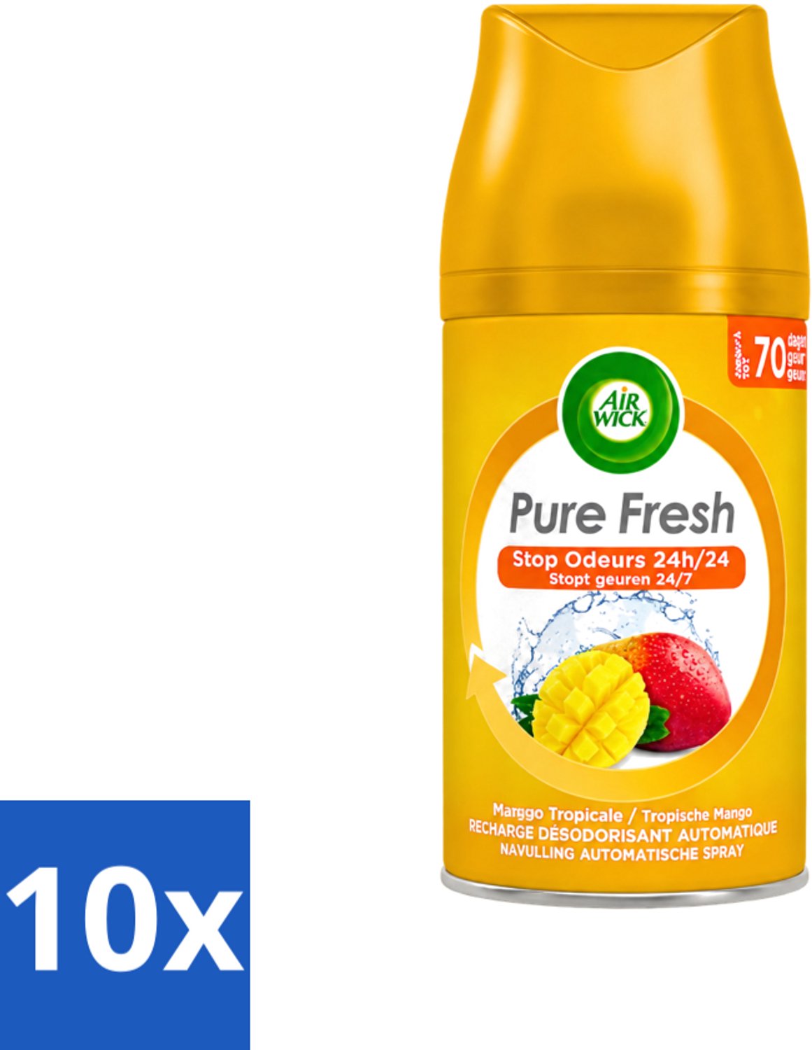 10 x Air Wick Freshmatic - Luchtverfrisser Navulling - Tropische Mango - 250ml - Voordeelverpakking - 10 stuks