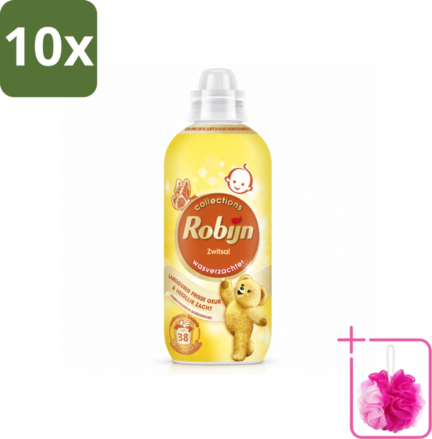 10 x Robijn – Wasverzachter – Zwitsalgeur – 765 ml - Bulkverpakking - Wasverzachter - Douchemop - Babygeur