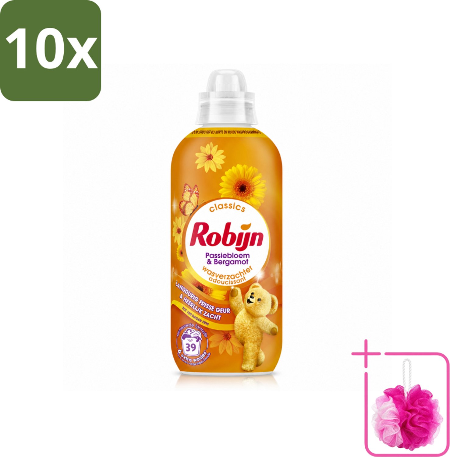 10 x Robijn – Wasverzachter – Passiebloem & Bergamot – 780 ml - Bulkverpakking - Wasverzachter - Douchemop - Wasverzachter passiebloem bergamot
