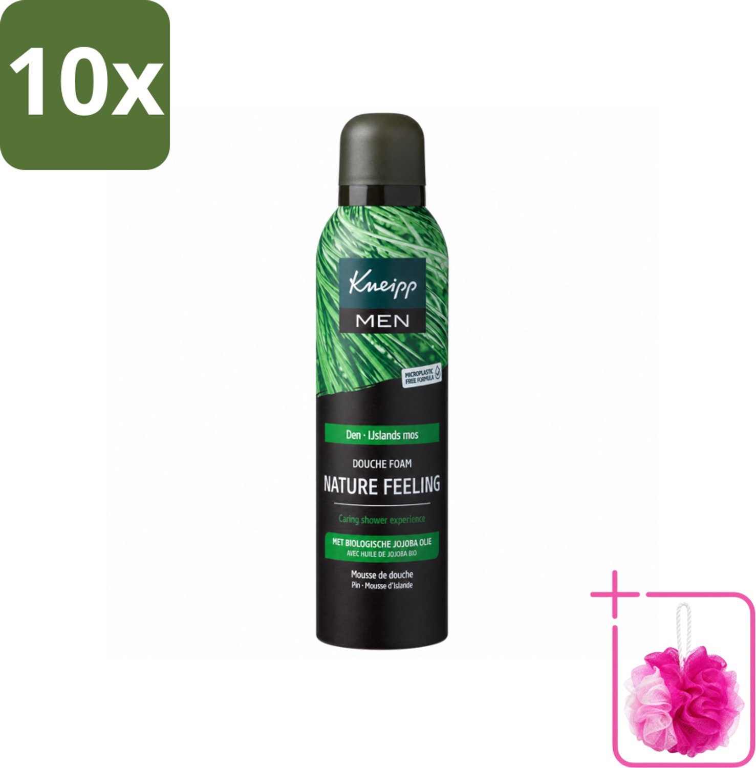 10 x Kneipp – Men Nature Feeling – Douche Foam – Frisse Dennengeur – 200 ml - Bulkverpakking - Douche foam - Douchemop - Natuurlijke douche