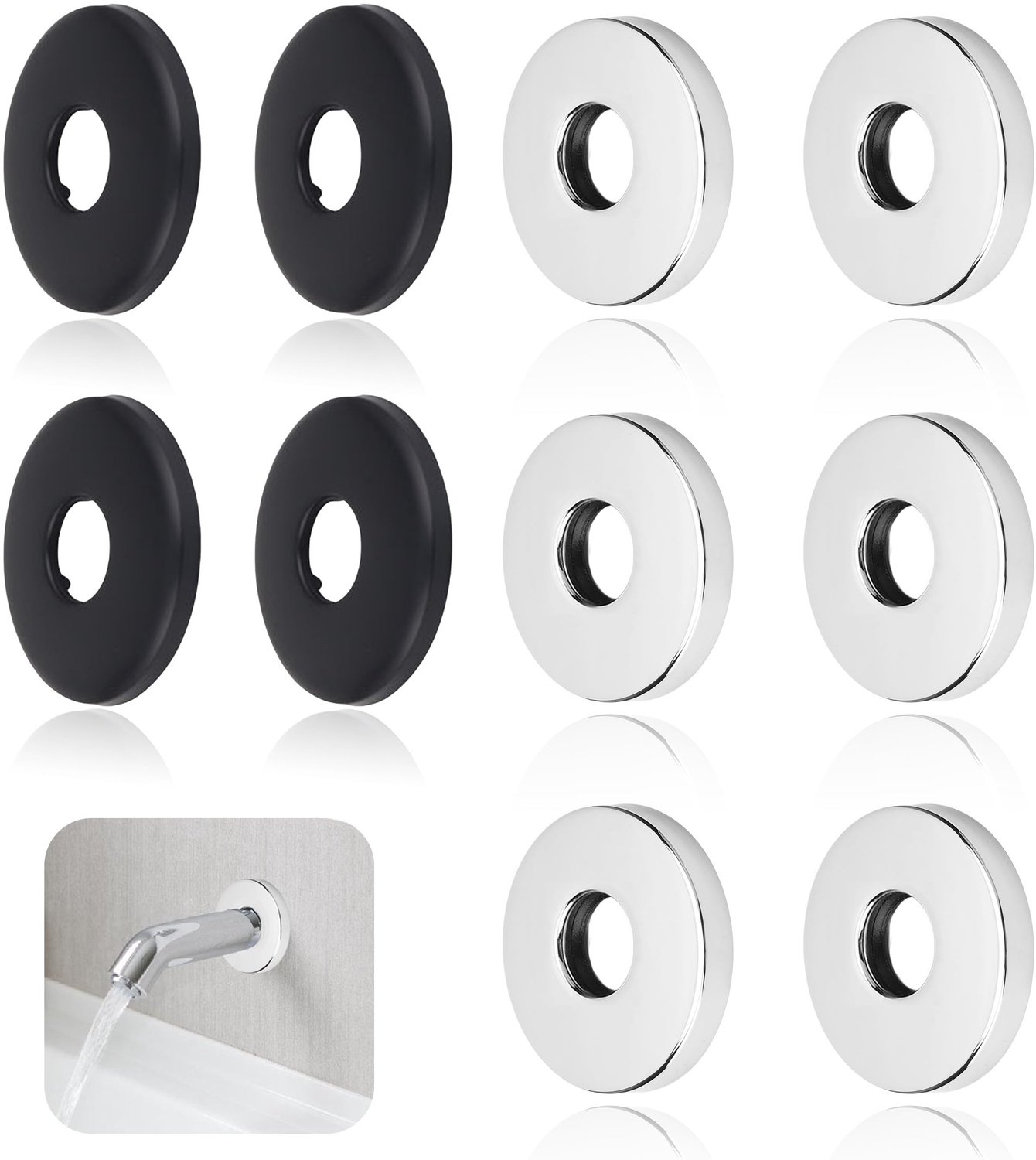 Set van 10 RVS Rosettes voor Pijpen, Decoratieve Dekkers
