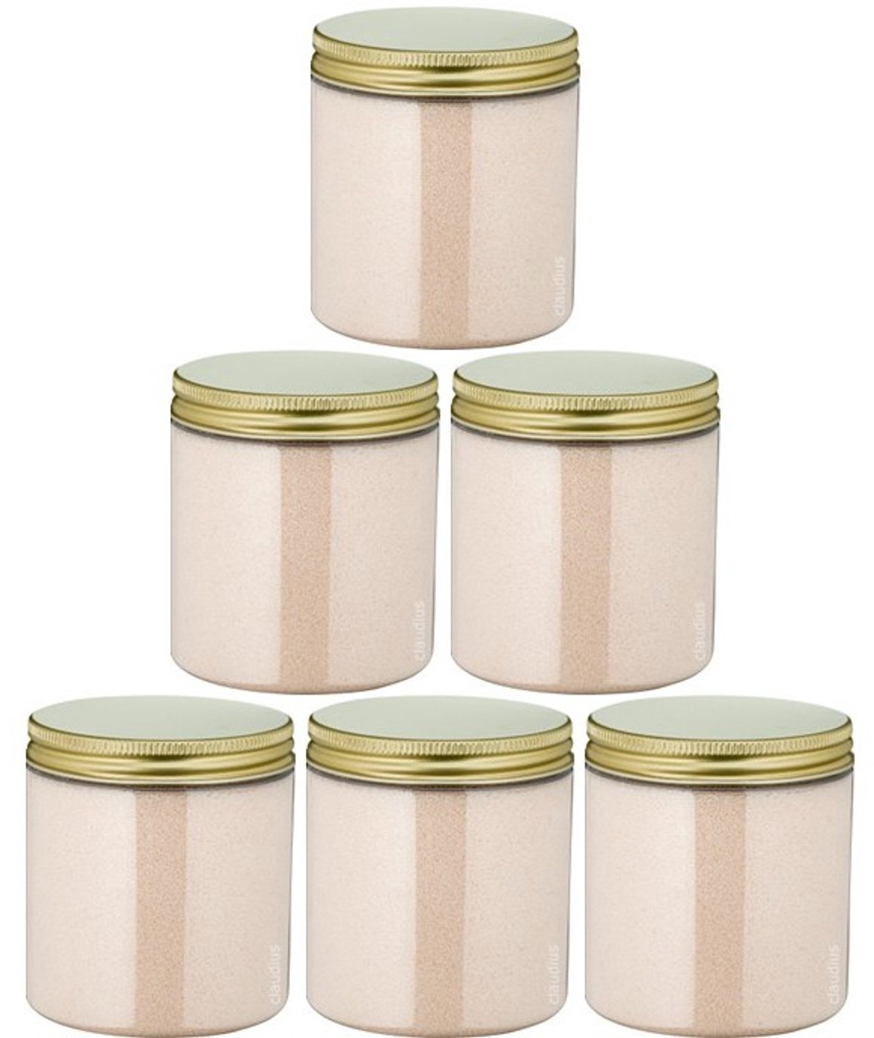 Claudius Scrubzout Amandel - 300 gram - Pot met gouden deksel - set van 6 stuks - Hydraterende Lichaamsscrub - Body Scrub