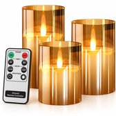 Nince LED Kaarsen met bewegende vlam - Set van 3 - Goud - Dimbaar - Timer - Afstandsbediening - Wax ledkaars