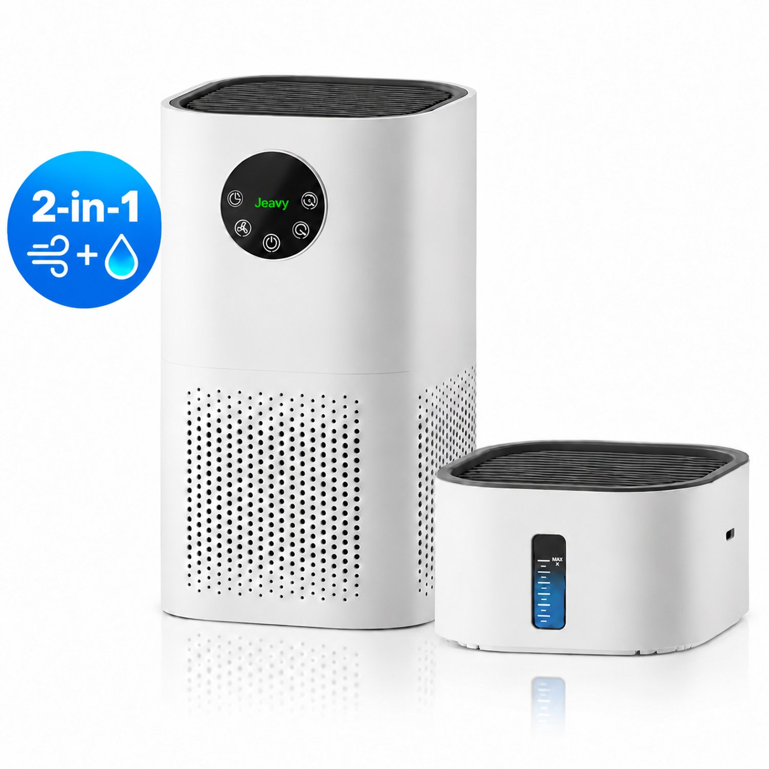 Jeavy 2-in-1 Luchtreiniger & Luchtbevochtiger – Afneembare Bevochtigingsmodule – H13 HEPA filter – Automatische Modus – Wit