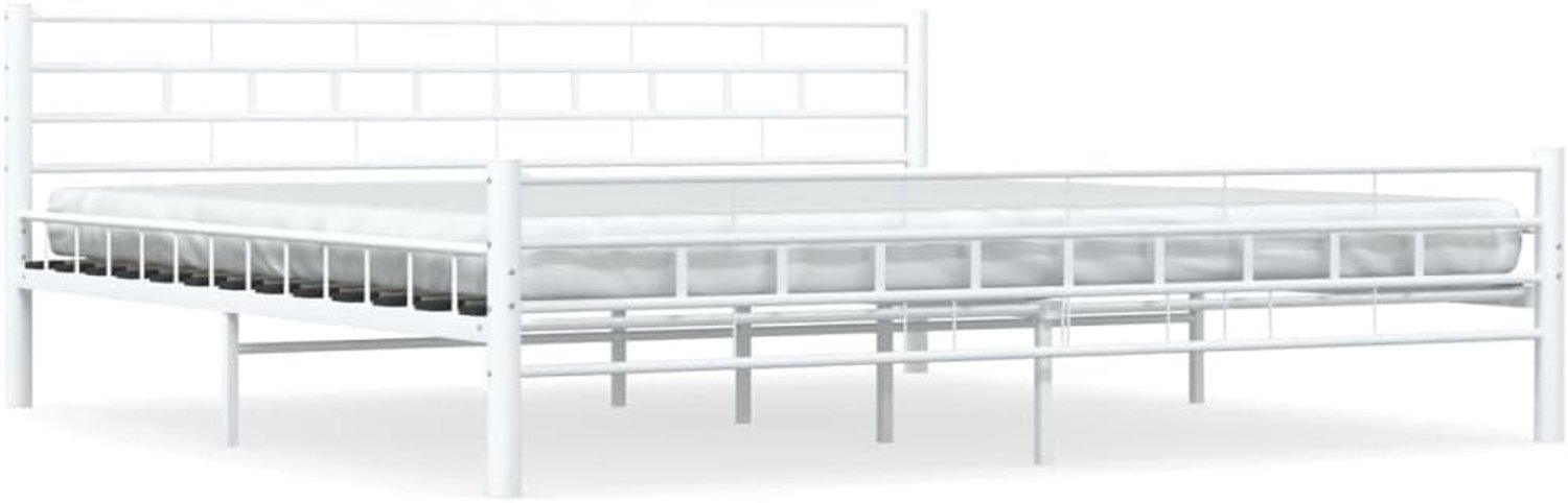Tweepersoonsbed, bedframe, wit, metaal, 200 x 200 cm, geschikt voor familiekamers