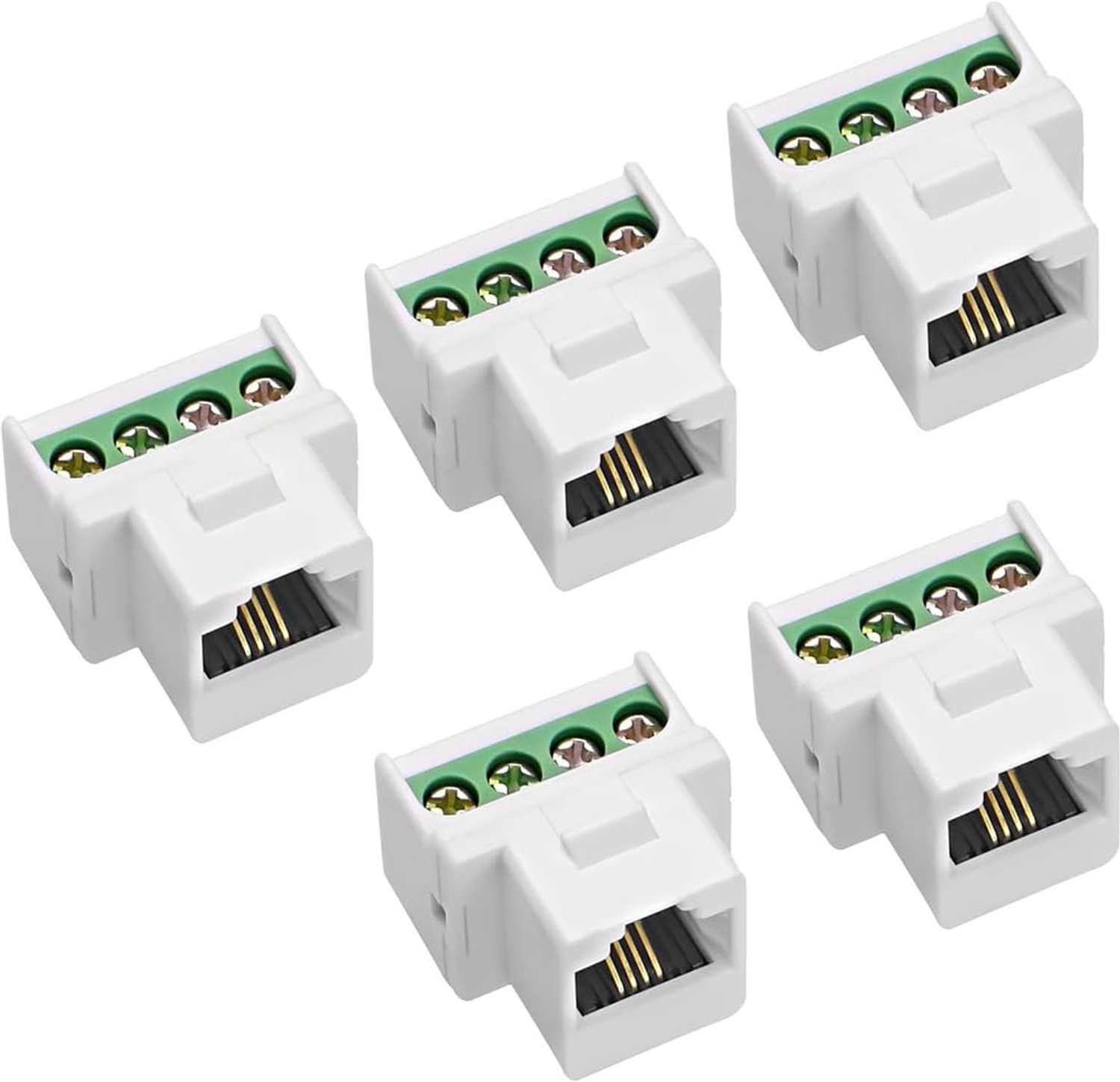 RJ11 telefoon keystone jack - 5 stuks - CAT3 met schroefverbinding - voor stabiele netwerkverbinding - Vemera
