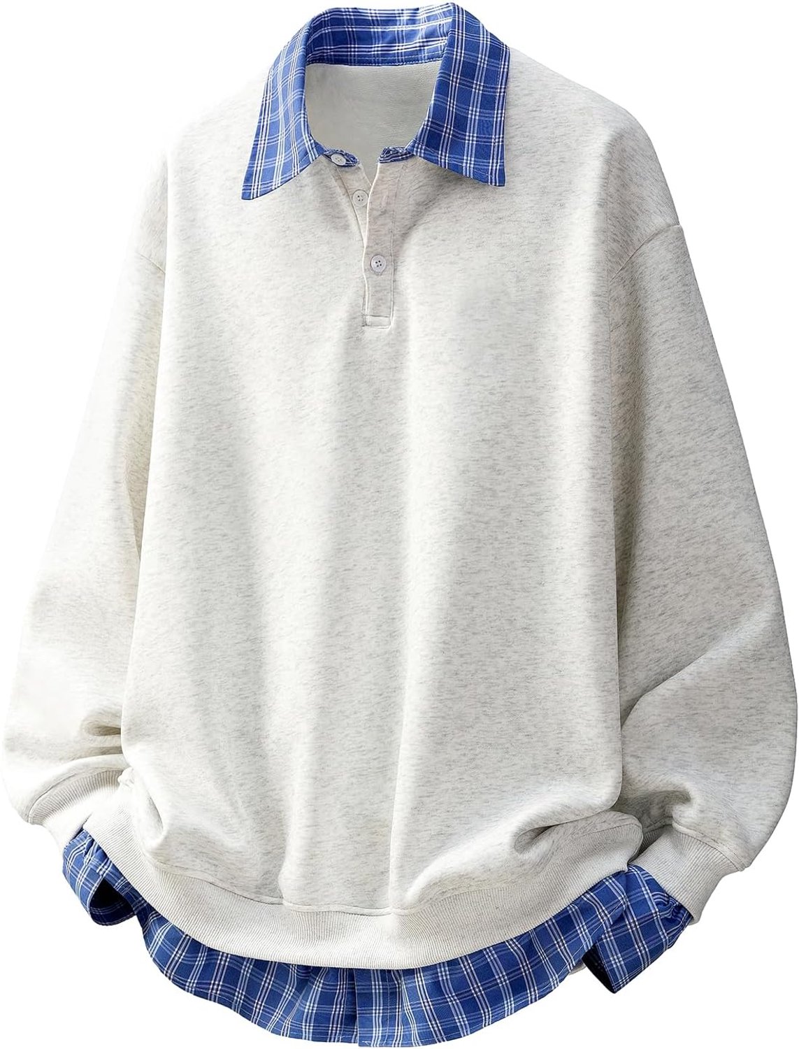 Nep twee stukken polo sweatshirt vintage geruite kraag knop trui top