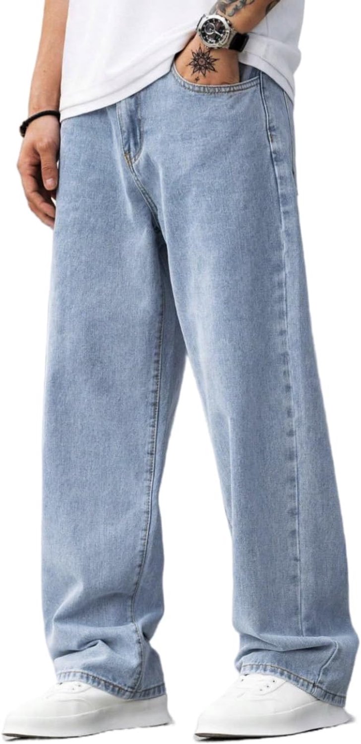 Jeans Heren Y2K Streetwear Vintage Jeans Losse Denim Broek met Wijde Pijpen Casual Heren Rechte Pijpen