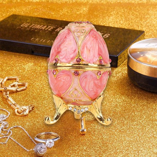 Stijl Ei Handgeschilderde Vintage Faberge Ei Geëmailleerd Faberge Ei Met Glanzende Diamanten Voor Paasei Trinket Doos — afbeelding 4