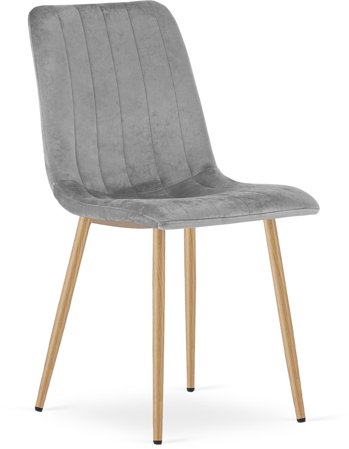 LEOBERT LAVA Eetkamerstoel – Lichtgrijs Velvet – Houten Poten – Comfortabele Gestoffeerde Zitting – Modern Design – Velvet Stoel voor Woonkamer, Keuken en Eetkamer – Max. 110 kg