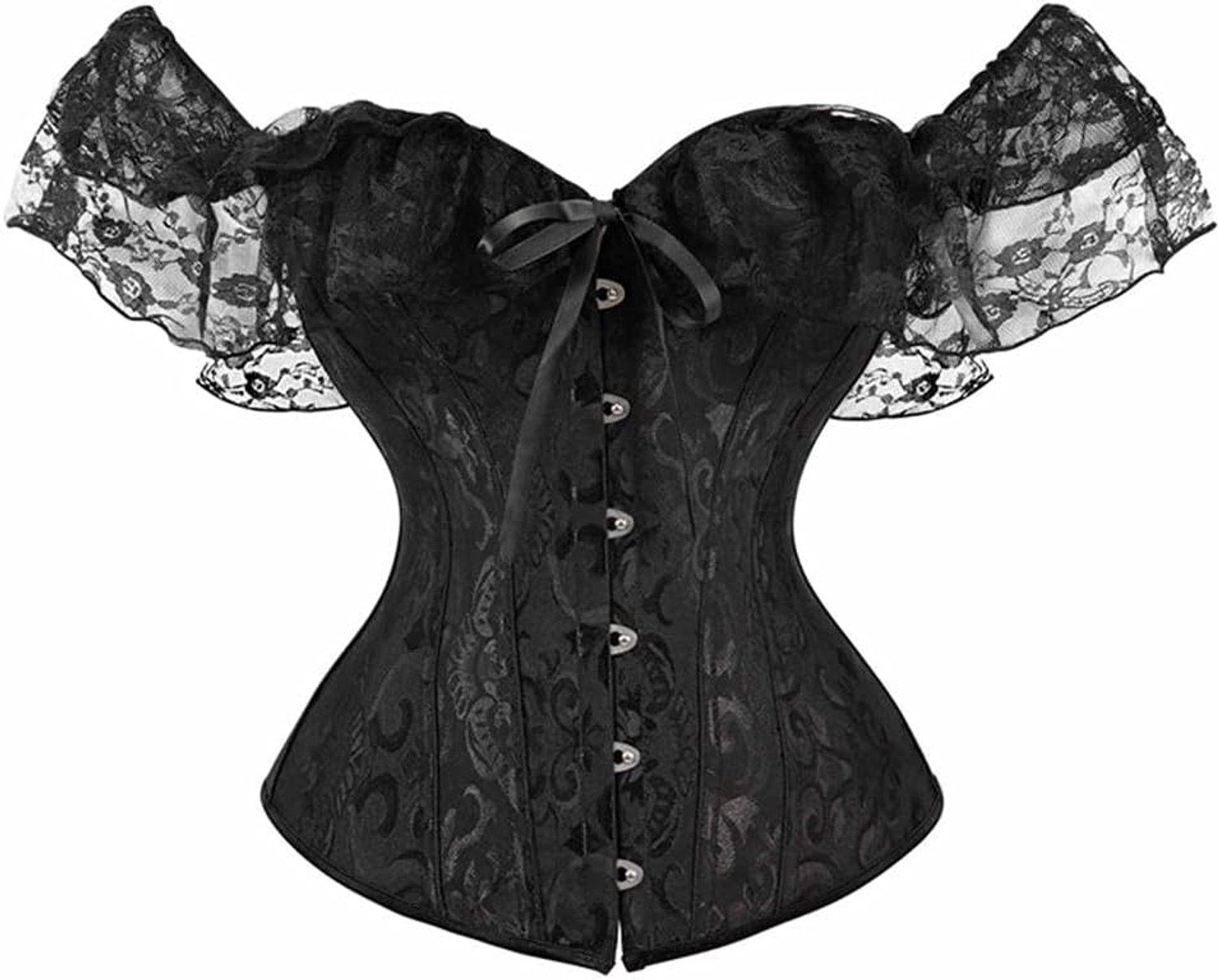 & ondergoed dames Kanten korset Dames uitgebeend korsetten Sexy lingerie korset set-Black_S