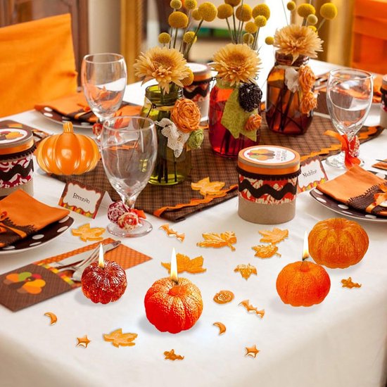 Vorm pompoen, gietvorm herfst, kaarsvorm, pompoen, siliconen gietvormen voor herfst, Halloween Thanksgiving harsvormen voor doe-het-zelf kaarsen, zeep, bonbons, kunsthandwerk (7 stuks) — afbeelding 3