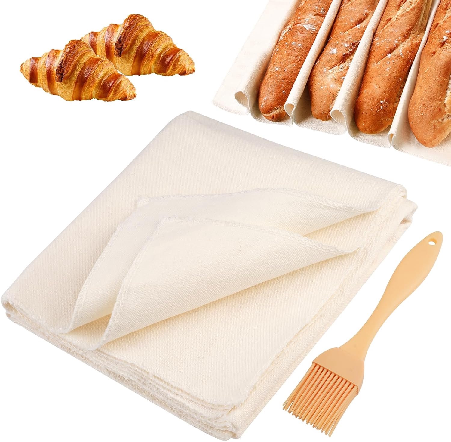 3 Stuks Bakkerslinnen Doek, 75 x 45 cm Deegdoek, Bakkersdoek voor Brood