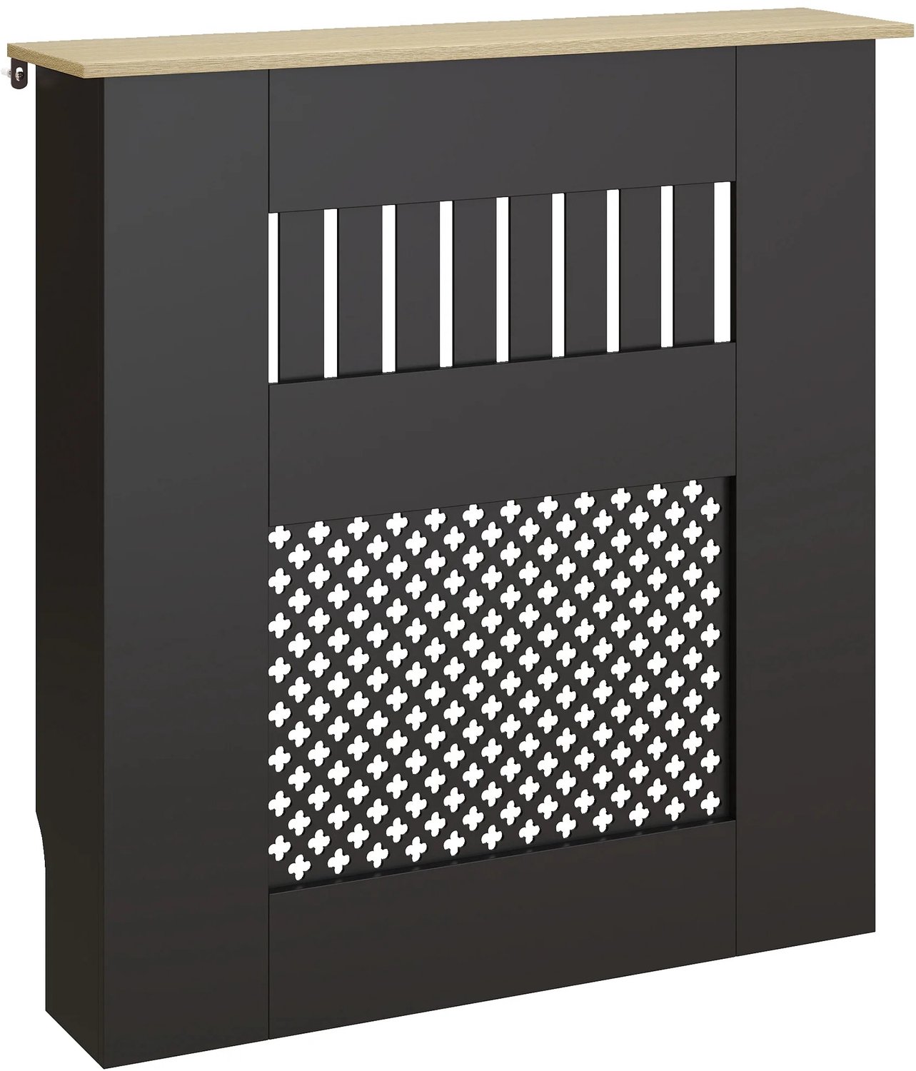 Bresht Radiatorombouw - Anti-kantelsysteem - Stijlvol - MDF & Spaanplaat - Met Bovenplank - Zwart/Naturel - 78 × 19 × 81 cm