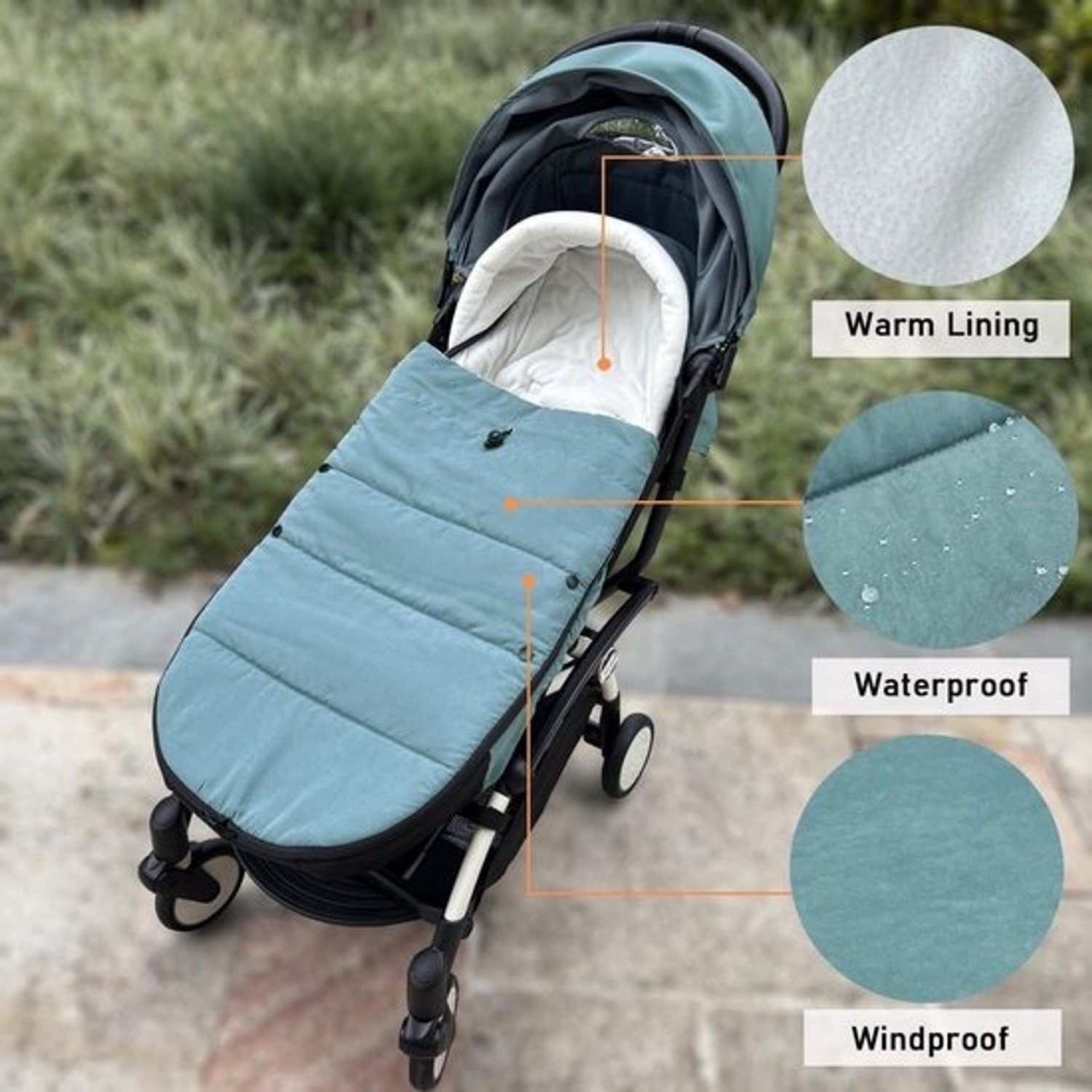 Universele voetenzak voor kinderwagens voor Baby Zen YOYO/YOYO2 & Bugaboo - waterbestendige basis, eenvoudig te reinigen thumbnail 2