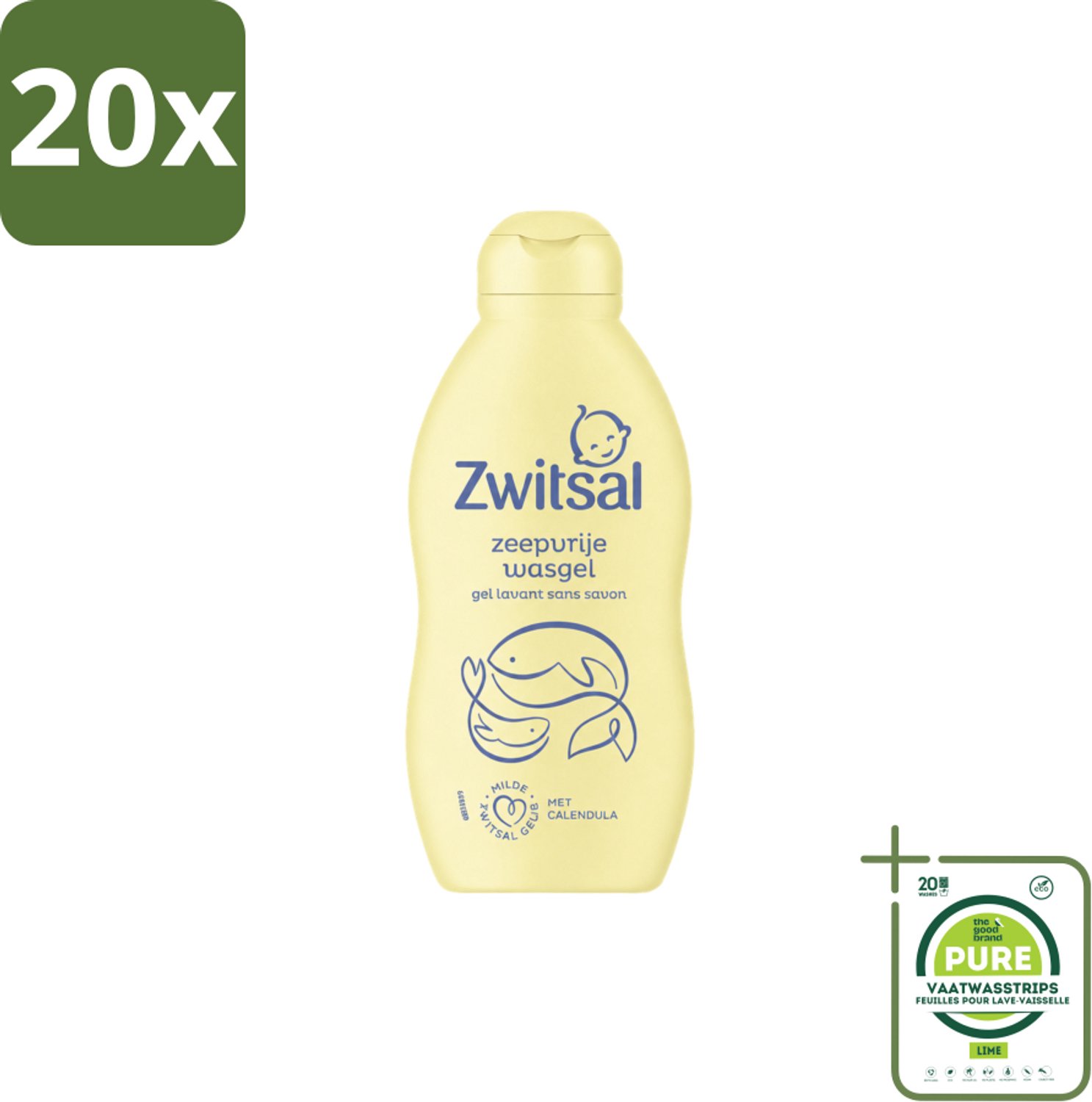 20 x Zwitsal – Wasgel – Zeepvrij – 200 ml - Grootverpakking - Vaatwasstrips - Baby Wasgel - Zeepvrije Wasgel - Babyhuid Verzorging - Wasgel Voor Baby - Anti-prik Wasgel