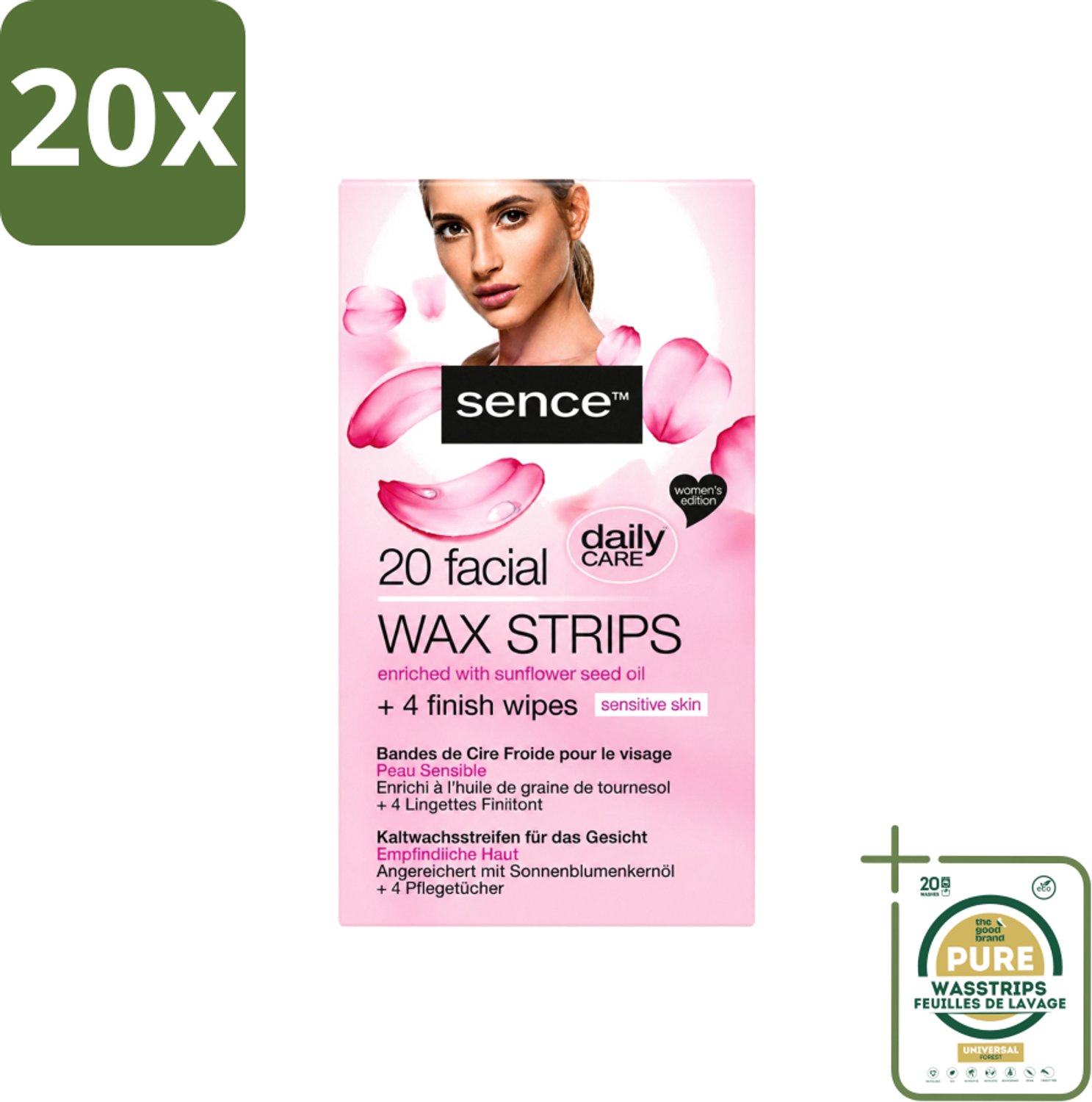 20 x Sence - Waxstrips - Gezicht - 20 Waxstrips - Wasstrips - Gezichts-waxstrips - Gezichts-wax - Gezichts-ontharing - Haartjes Verwijderen - Gladde Huid