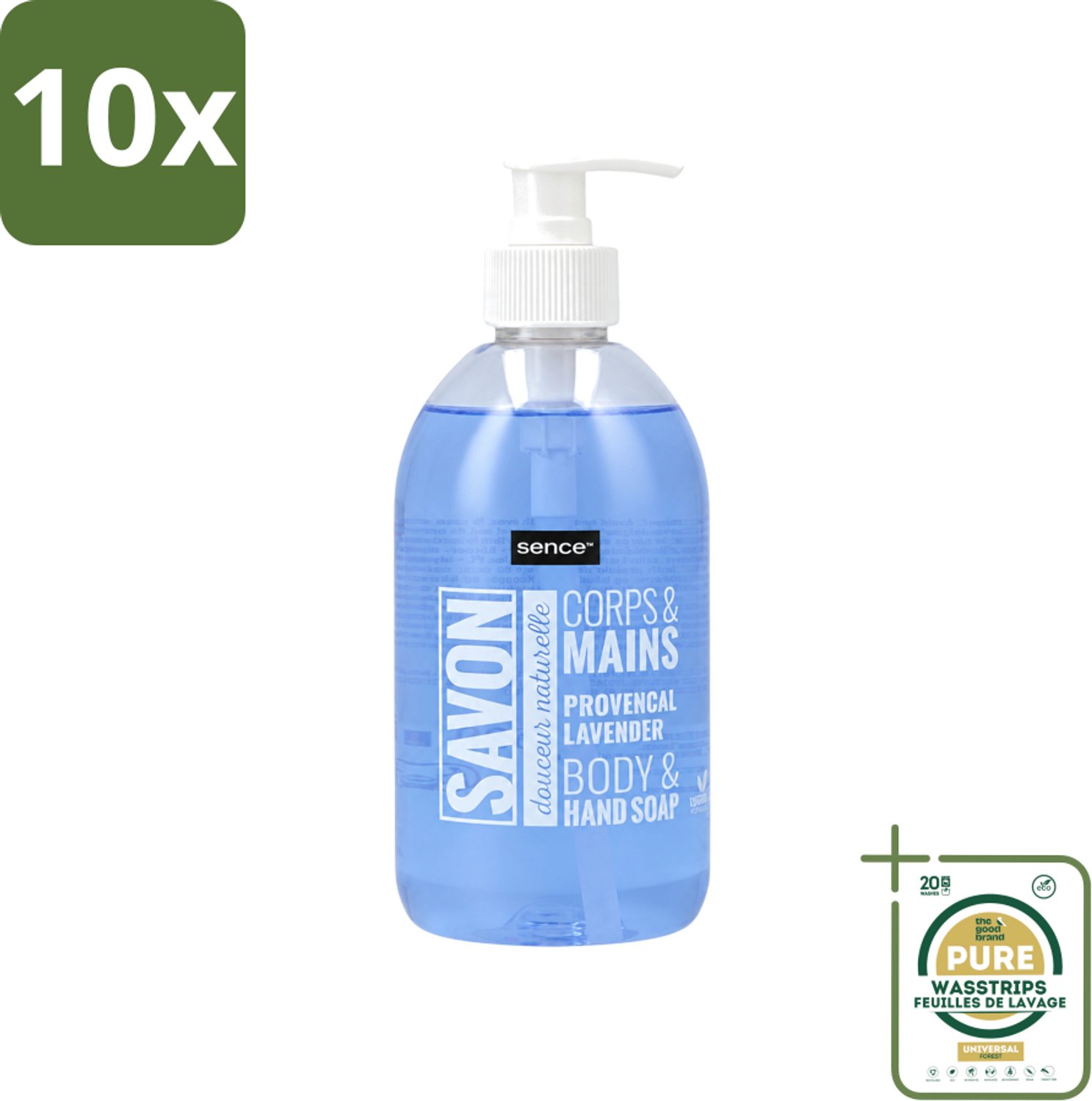 10 x Sence - Provencal Lavendel - Handzeep - Savon - 500 ml - Wasstrips - Handzeep - Lavendel - Handen Reinigen - Vloeibare Handzeep - Mild Reinigen