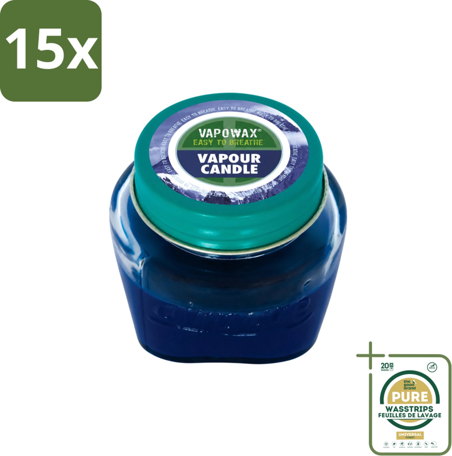 Airpure 15 x Airpure - Kaars Tegen Verkoudheid - Geurkaars - Verlichting bij Verkoudheid - 28,5 g - Wasstrips - Kaars Tegen Verkoudheid - Geurkaars - Verlichting Bij Verkoudheid - Ademhaling Verlichten - Neus Verstopping blauw