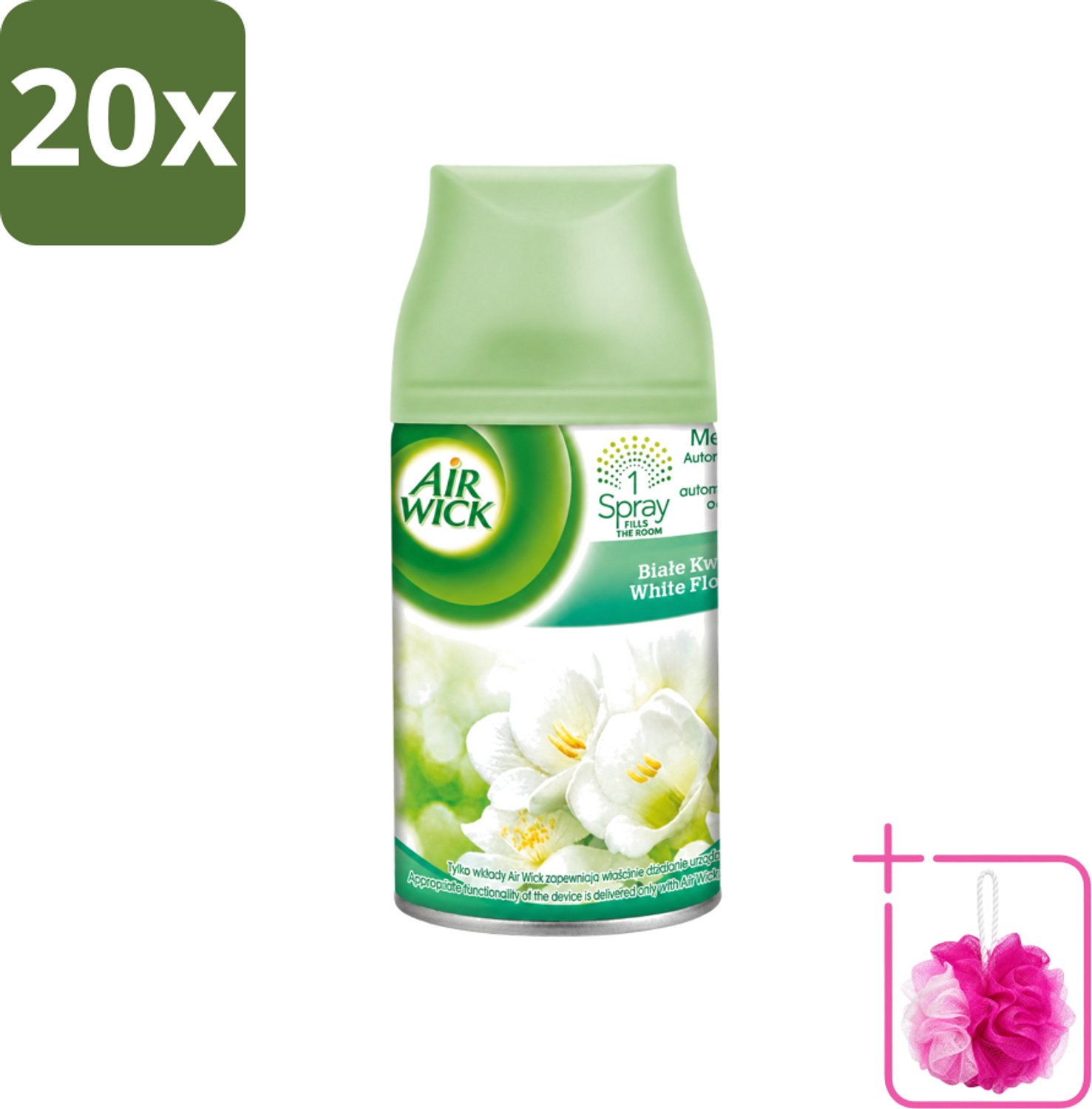 20 x Air Wick - Luchtverfrisser Navulling - Jasmijn & Witte Bloemen - Automatische Spray - 250 ml - Bulkverpakking - Luchtverfrisser - Douchemop - Geur