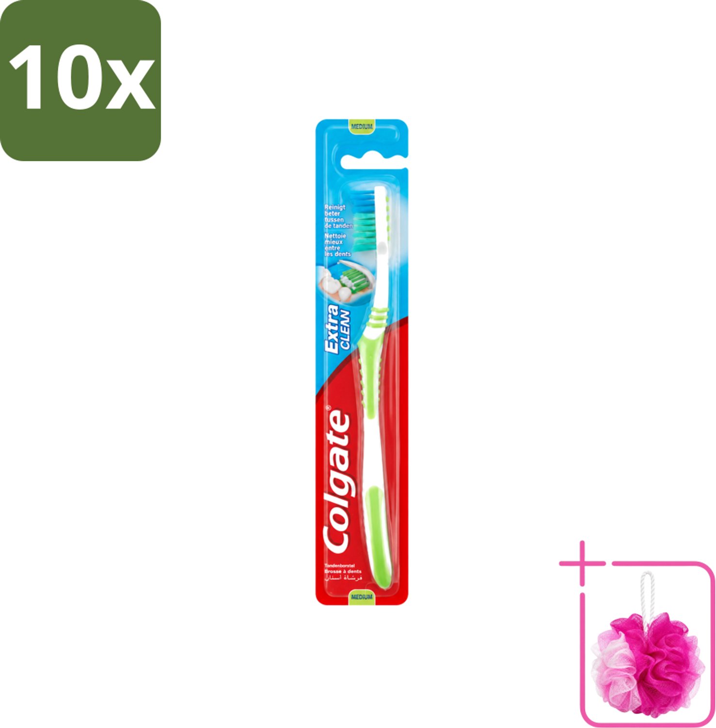10 x Colgate - Tandenborstel - Extra Clean Medium - 1 Tandenborstel - Bulkverpakking - Tandenborstel - Douchemop - Tandenpoetsen