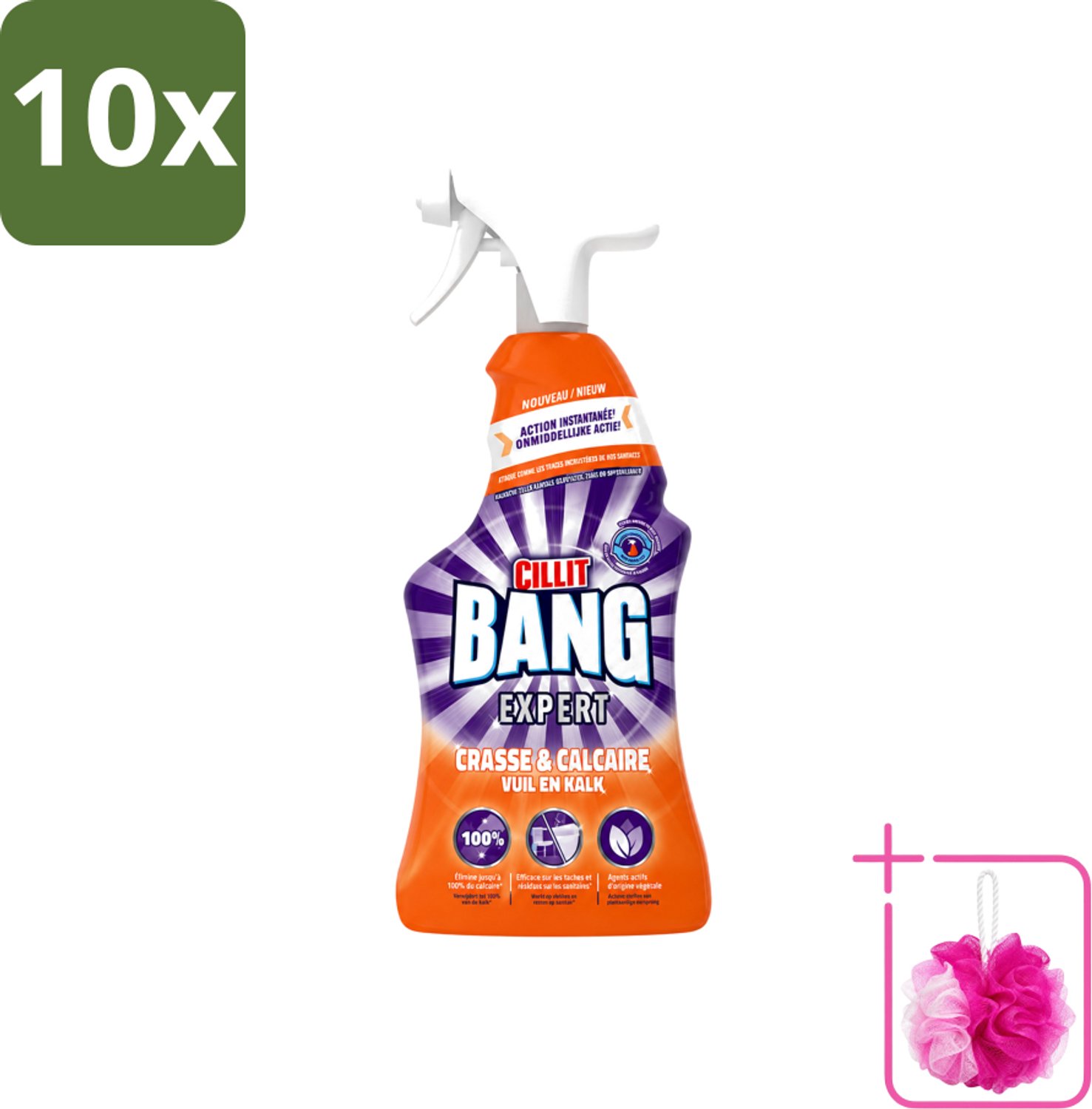 10 x Cillit Bang - Lime & Grime Spray - Verwijdert Vuil en Kalk - 750 ml - Bulkverpakking - Schoonmaken - Douchemop - Reinigen