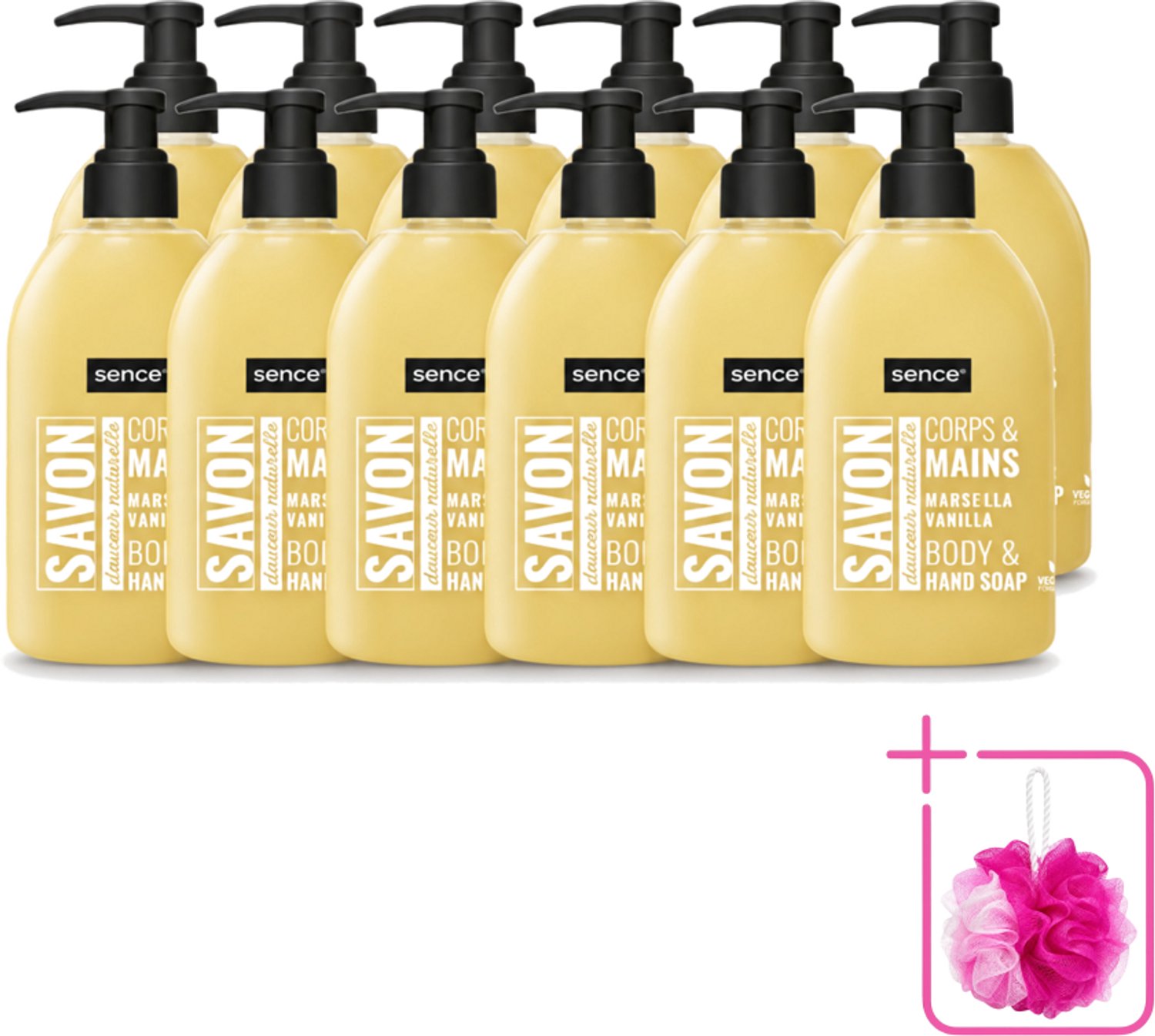 12 x Sence - La Maison Du Savon De Marseille - Handzeep - Vanille - Hygiënisch - 500 ml - Bulkverpakking - Handzeep vanille - Douchemop - Hygiëne