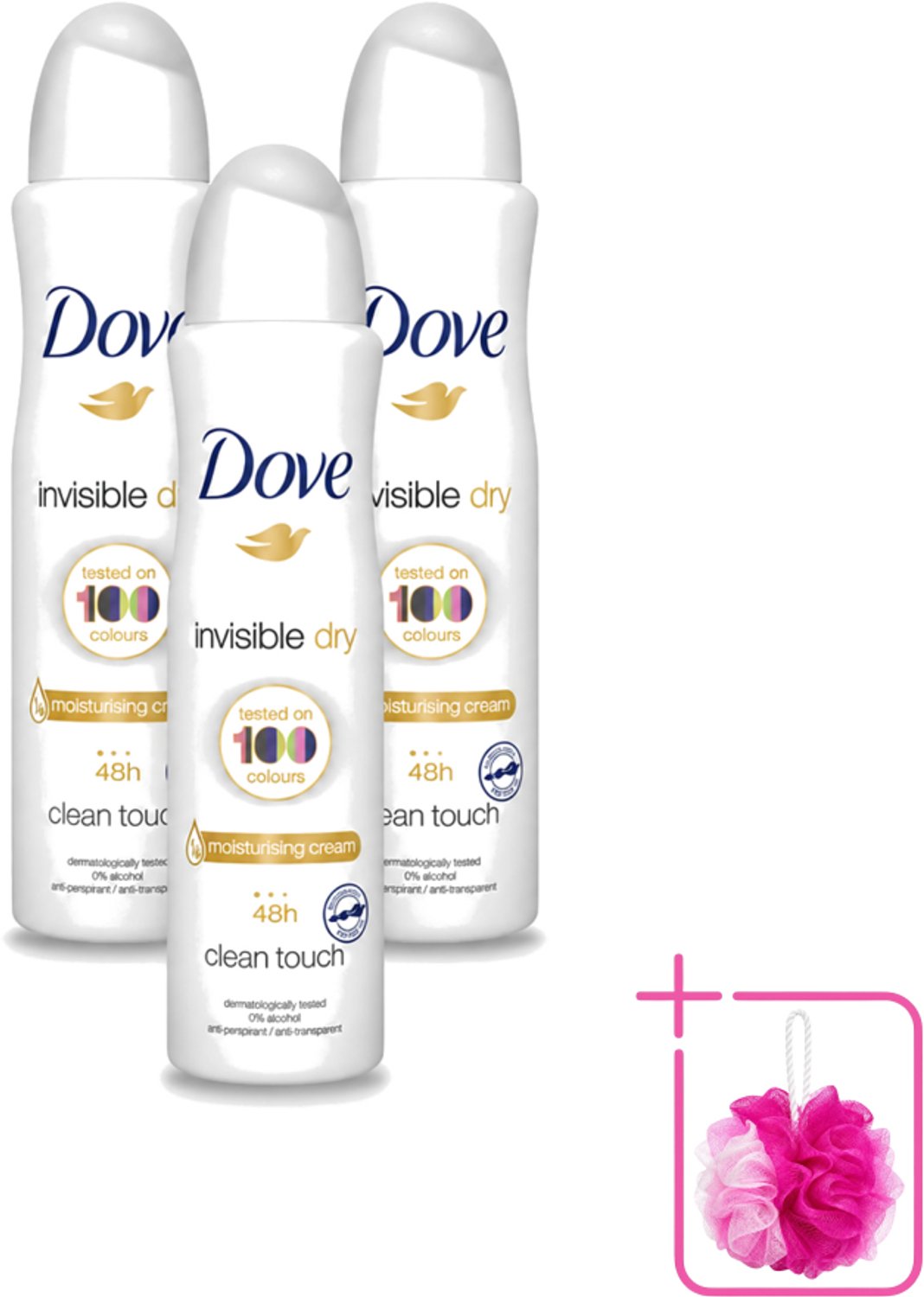 3 x Dove - Deodorant - Invisible Dry - Onzichtbare bescherming - 250 ml - Bulkverpakking - Onzezichtbare deodorant - Douchemop - Zweet en geur
