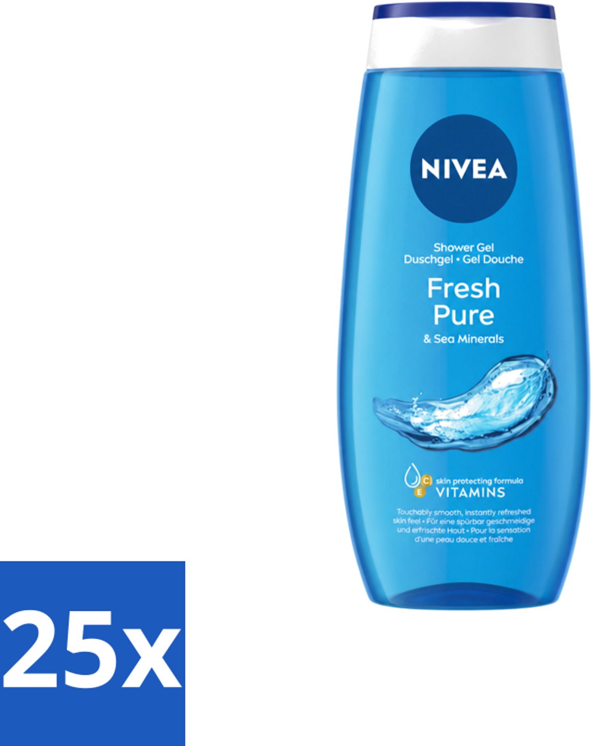 25 x Nivea – Douchegel – Fresh Pure – 250 ml - Voordeelverpakking - 25 stuks