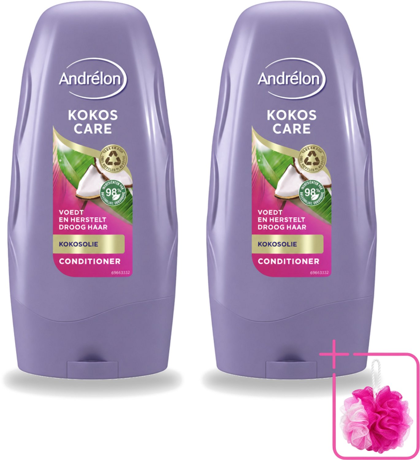 2 x Andrélon - Kokos Care - Conditioner - Diepe Hydratatie - 250 ml - Bulkverpakking - Droog haar - Douchemop - Herstel haar