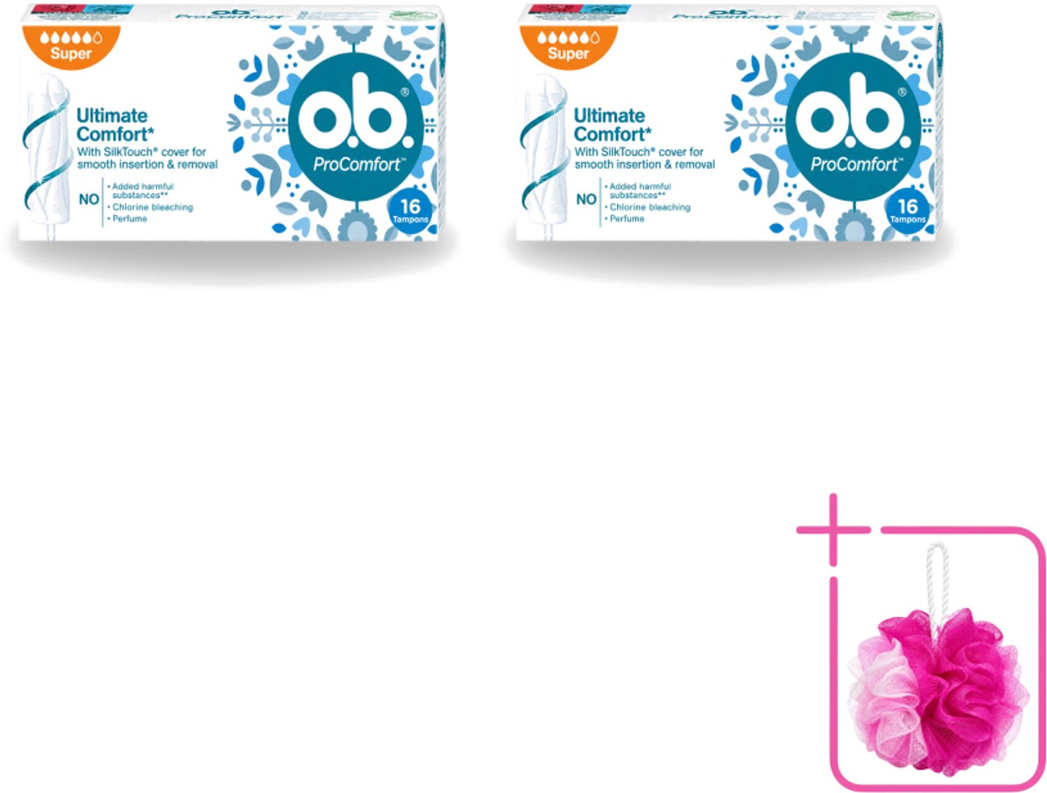 2 x o.b. Tampons - ProComfort Super - Voor Comfort en Zachte Bescherming - 16 Tampons - Bulkverpakking - Tampons - Douchemop - Menstruatiebescherming