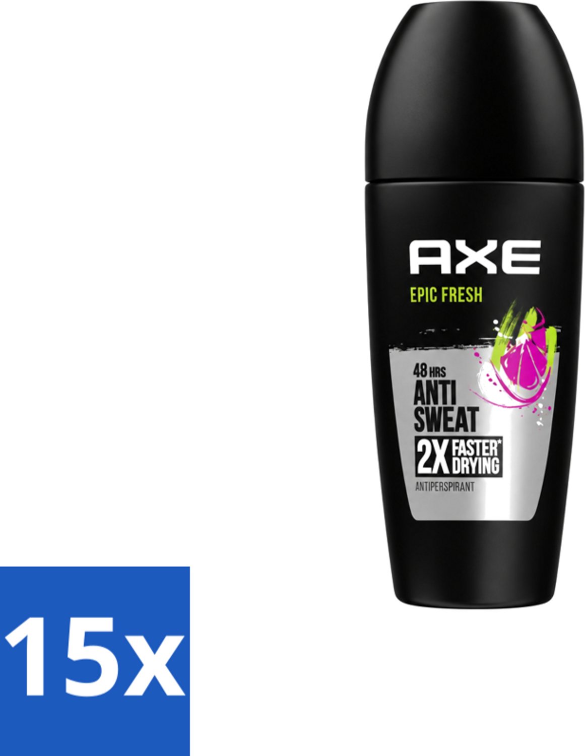 15 x Axe – Deodorant Roller – Epic Fresh – 50 ml - Voordeelverpakking - 15 stuks