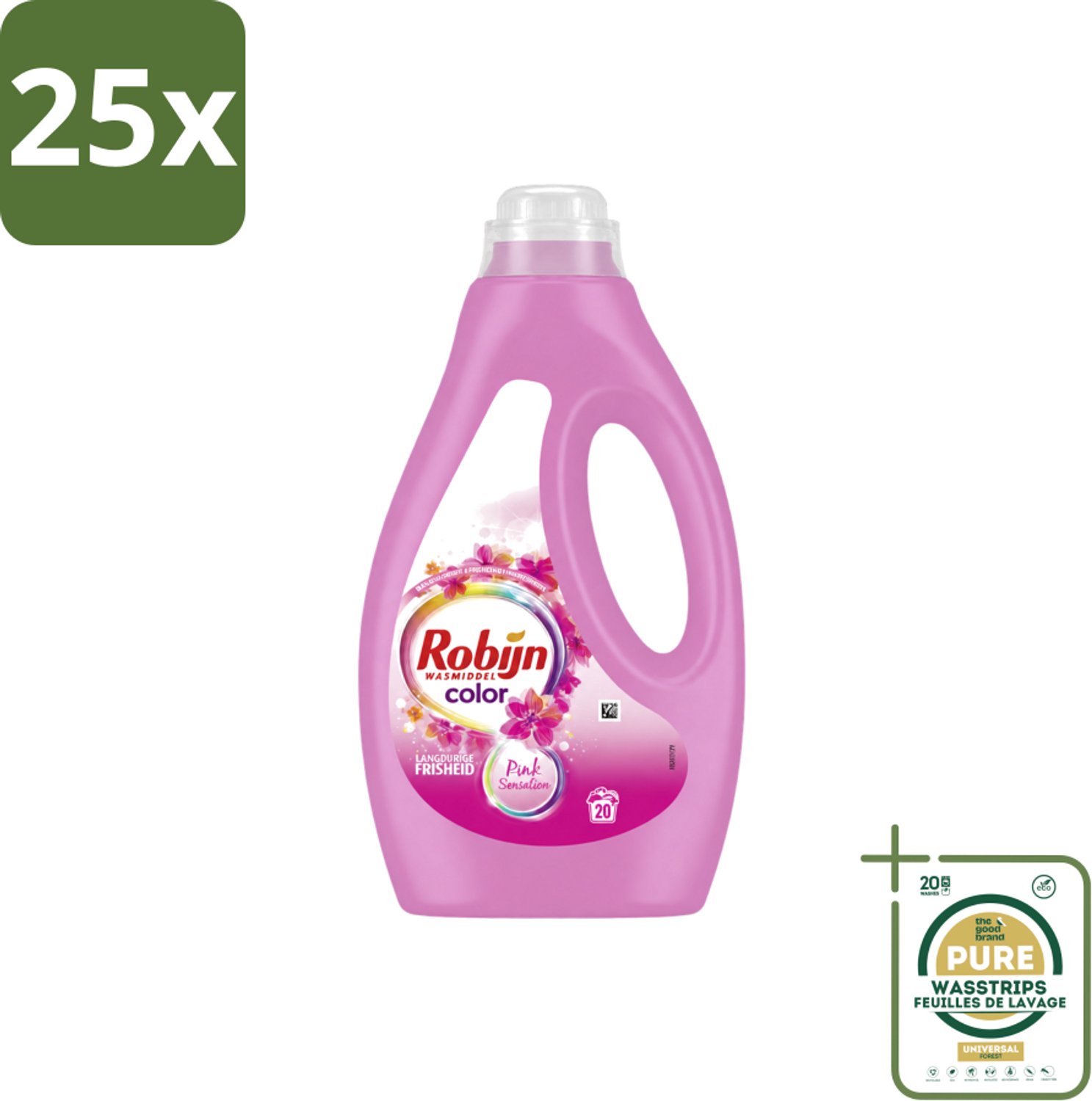 25 x Robijn – Vloeibaar Wasmiddel – Color Pink Sensation – 20 wasbeurten - Wasstrips - Kleurverzorging - Frisheid - Geur - Wasmiddel - Bonte Was