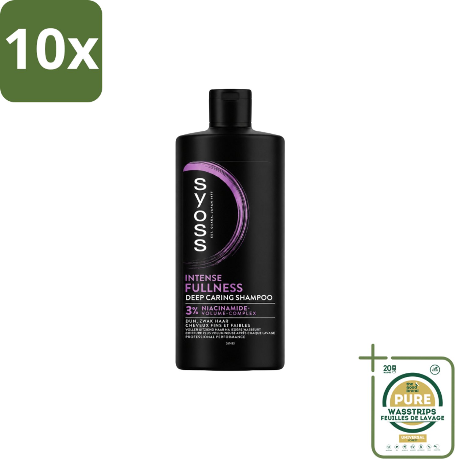 10 x Syoss – Shampoo – Intense Fullness – 440 ml - Wasstrips - Volume Shampoo - Volumizing Shampoo - Niacinamide Shampoo - Fullness Shampoo - Haar Volume