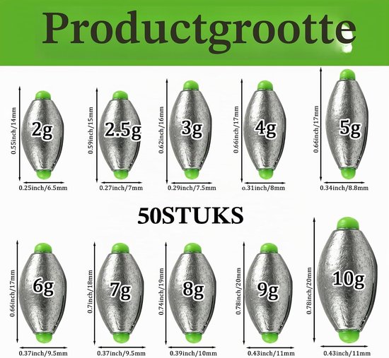 Visloodset met 50 stuks, afneembare lood voor optimale vissuccessen en veelzijdig gebruik — afbeelding 2