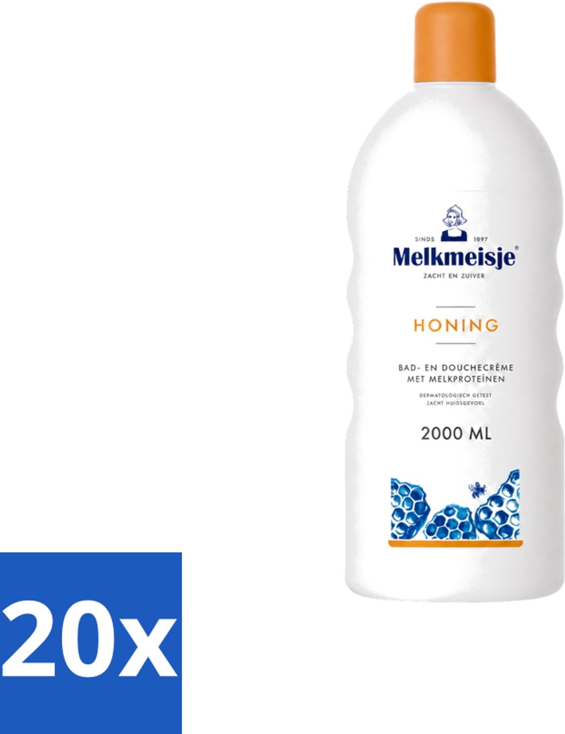 20 x Melkmeisje – Bad & Douche – Honing – 2000 ml - Voordeelverpakking - 20 stuks