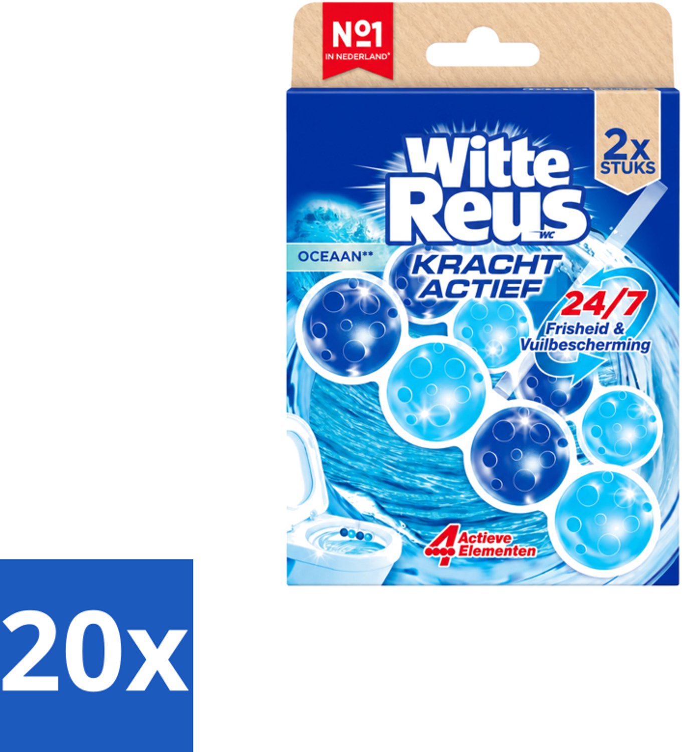 20 x Witte Reus – Toiletblok – Kracht Actief Oceaan – Duo Pack - Voordeelverpakking - 20 stuks