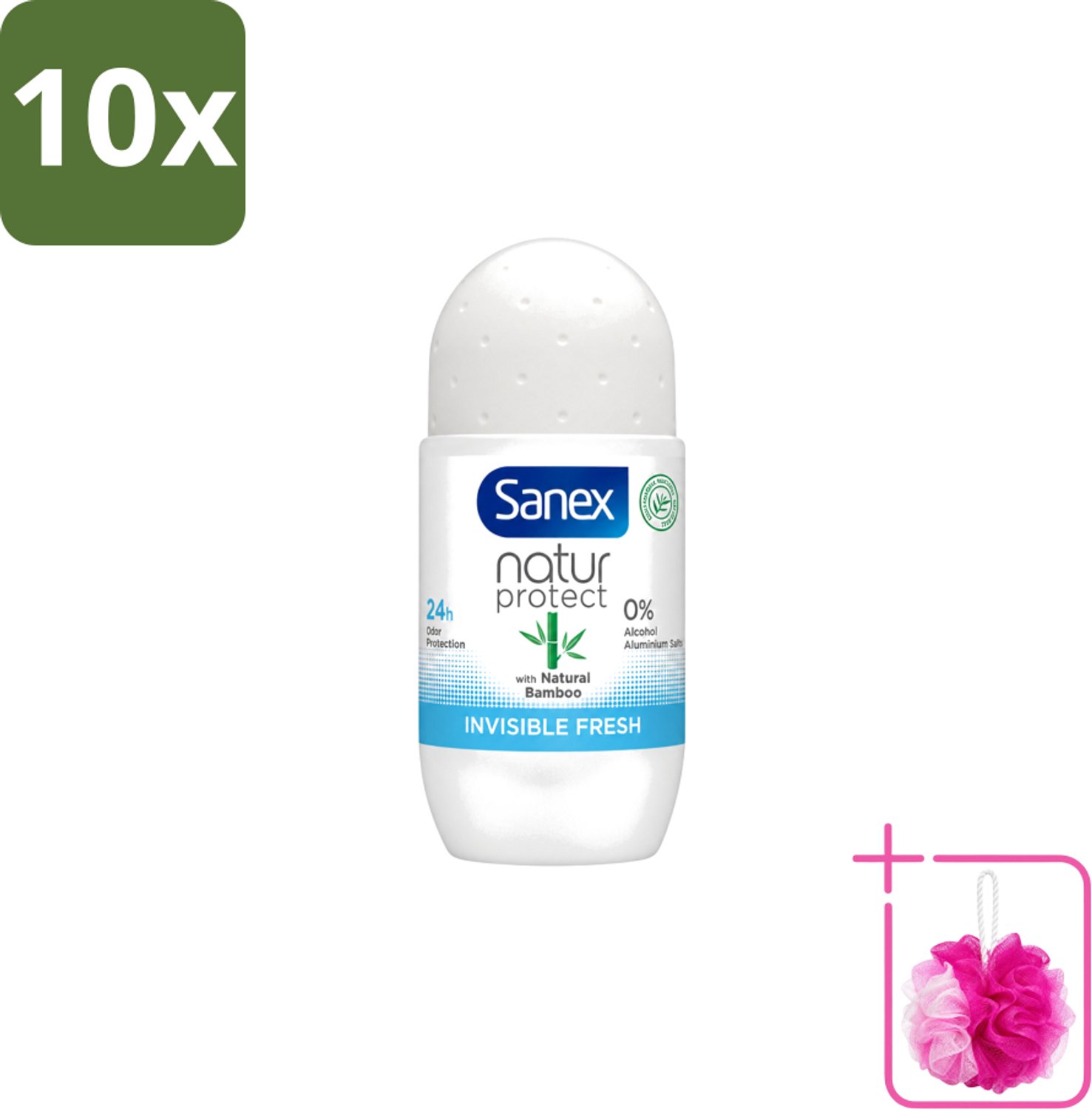 10 x Sanex – Deo Roll-on – Bamboo Invisible Fresh – 50 ml - Bulkverpakking - Deodorant roll-on - Douchemop - Bamboe