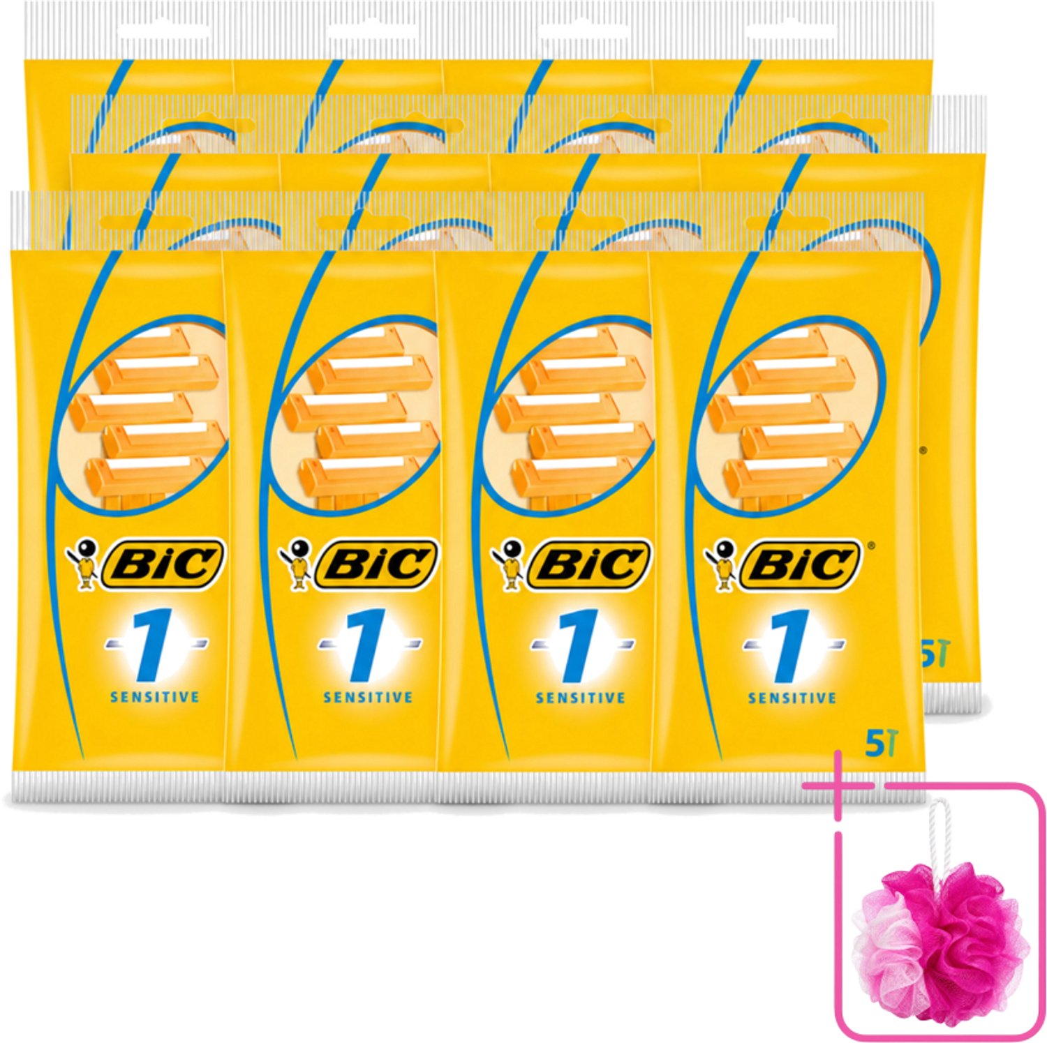 12 x Bic - Scheermesjes - Sensitive - Enkel Mesje - Wegwerpmesjes - 5 Scheermesjes - Bulkverpakking - Gevoelige huid - Douchemop - Wegwerpscheermes