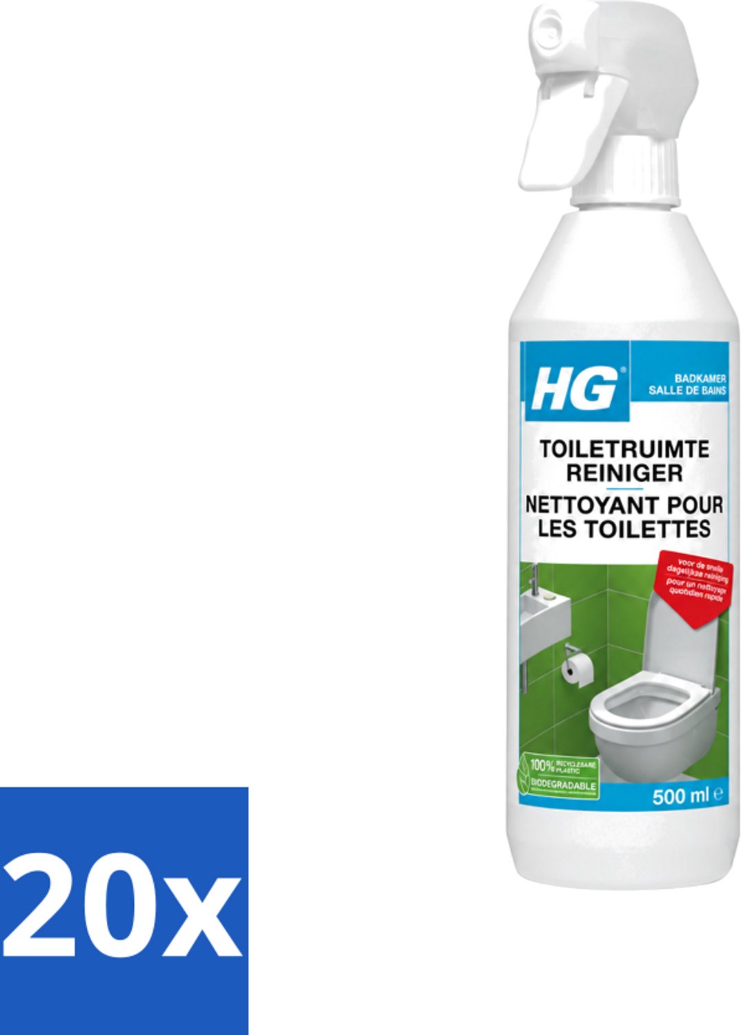 20 x HG - Badkamer - Toiletruimte Reiniger - Snelle Dagelijkse Reiniging - 500 ml - Voordeelverpakking - 20 stuks
