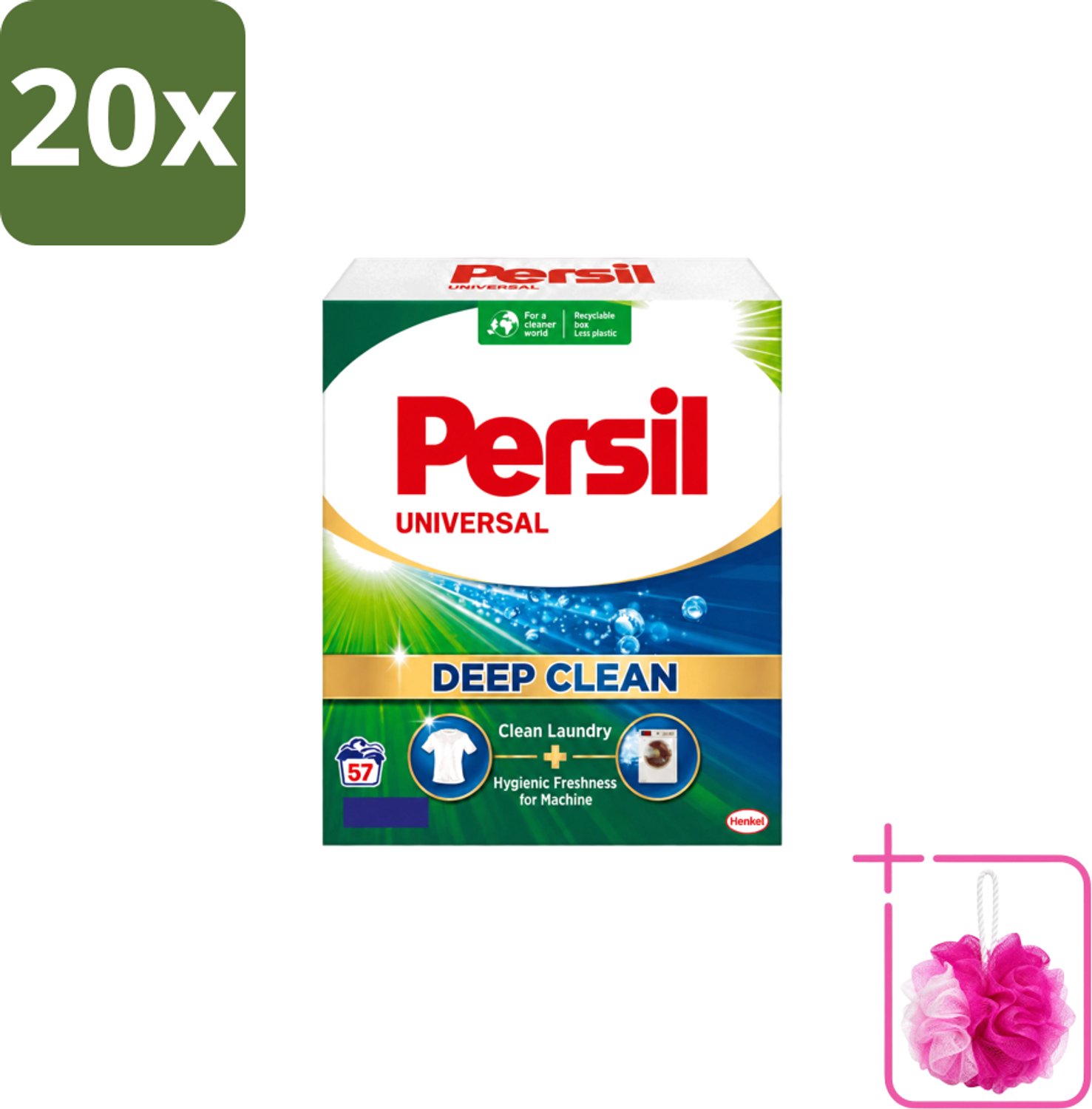 20 x Persil – Waspoeder – Witte Was - 57 Wasbeurten - Bulkverpakking - Wasmiddel - Douchemop - Waspoeder