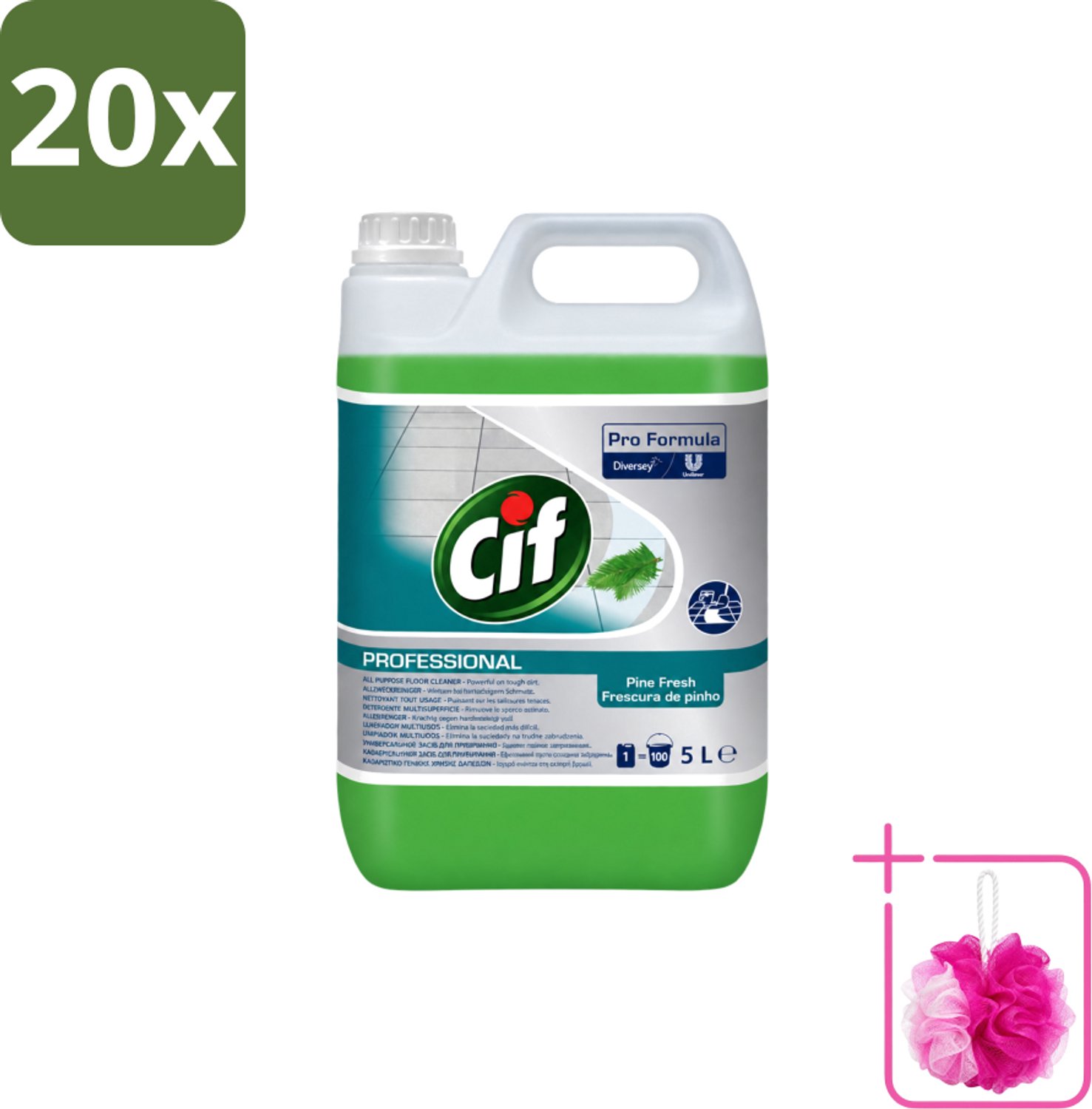 20 x Cif - Allesreiniger - Dennenfris - 5 l - Bulkverpakking - Allesreiniger - Douchemop - Waterbestendig oppervlak