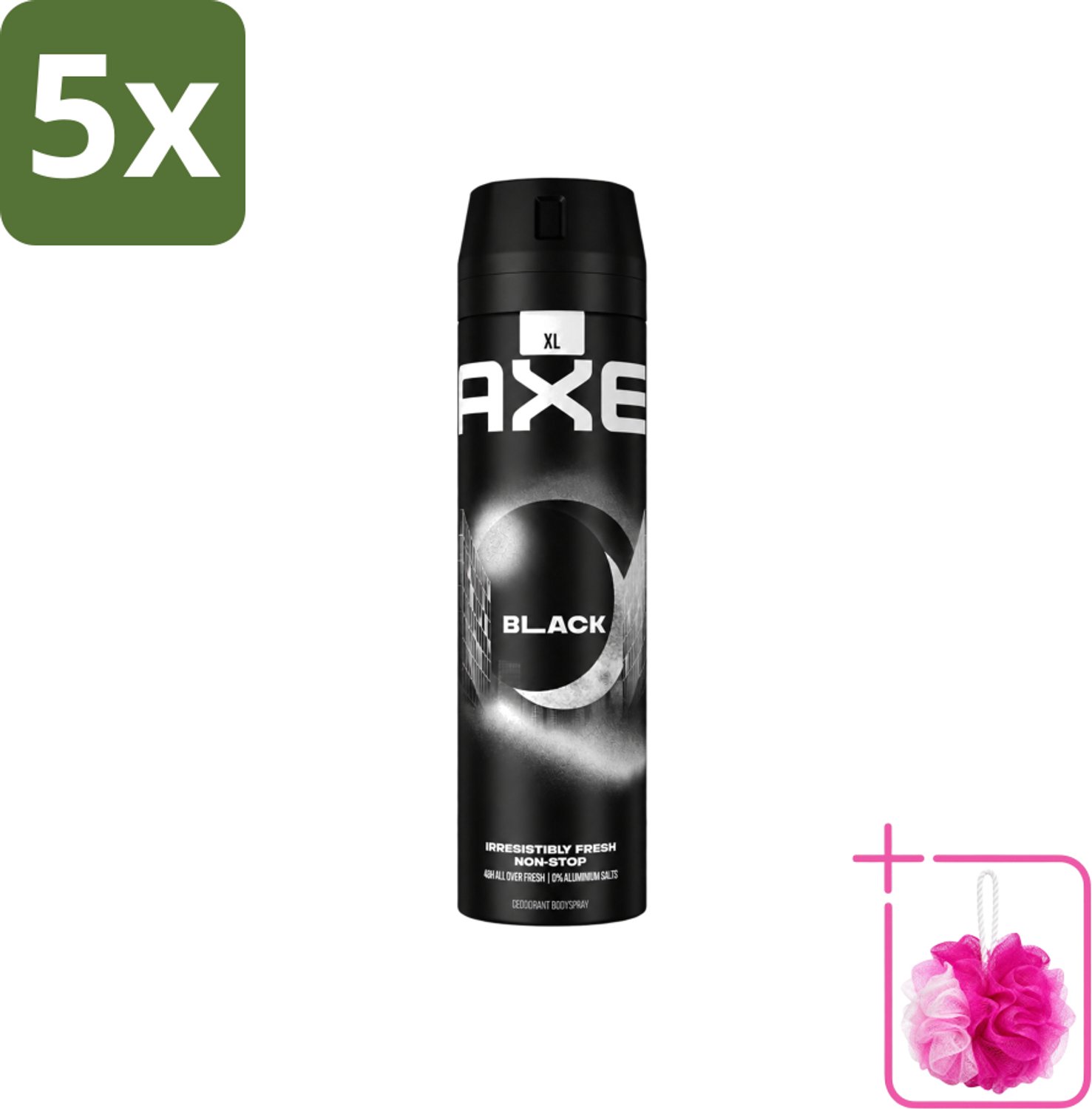 5 x Axe XL - Deodorant Bodyspray - 48hrs Fresh - Black - Frozen Pear & Cedarwood - 200 ml - Bulkverpakking - Deodorant - Douchemop - Lichaamsgeur