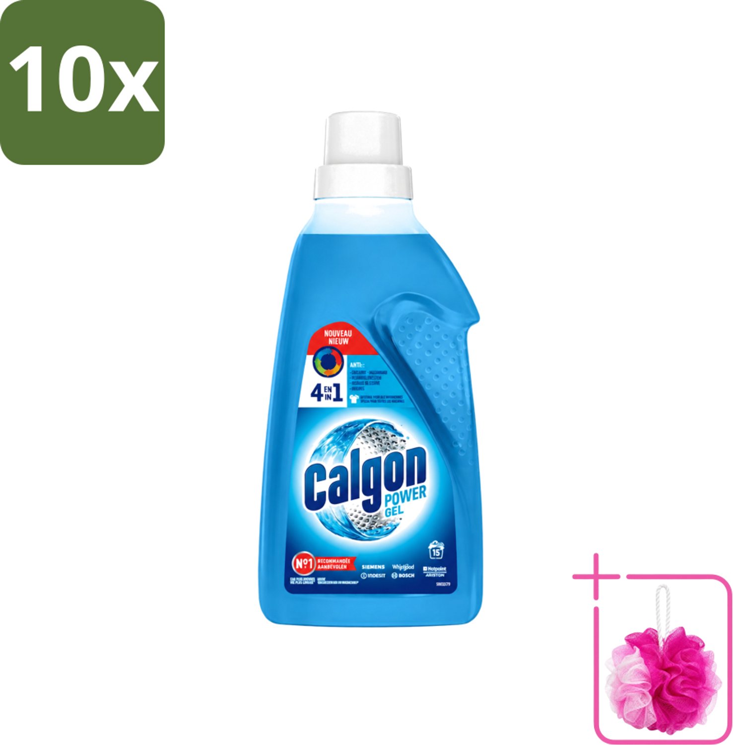 10 x Calgon - Wasmachinereiniger - Gel - Tegen Kalkaanslag / Wasmiddelresten / Geuren - 750 ml - 15 Wasbeurten - Bulkverpakking - Wasmachine reinigen - Douchemop - Kalkvrije wasmachine
