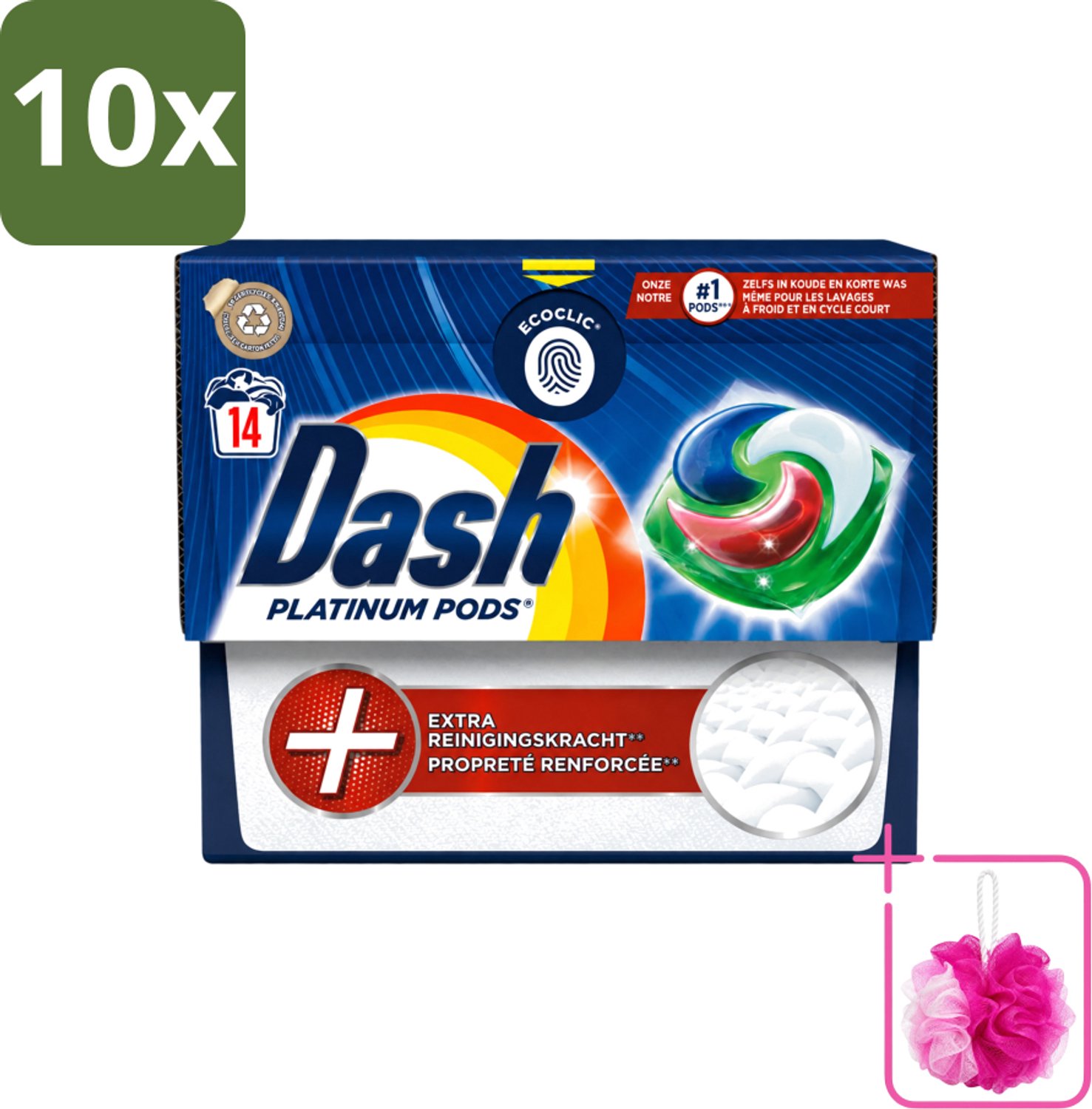 10 x Dash Platinum - Wasmiddel Capsules - Witte en Gekleurde Was - 14 Wasbeurten - Bulkverpakking - Wasmiddel - Douchemop - Wascapsules