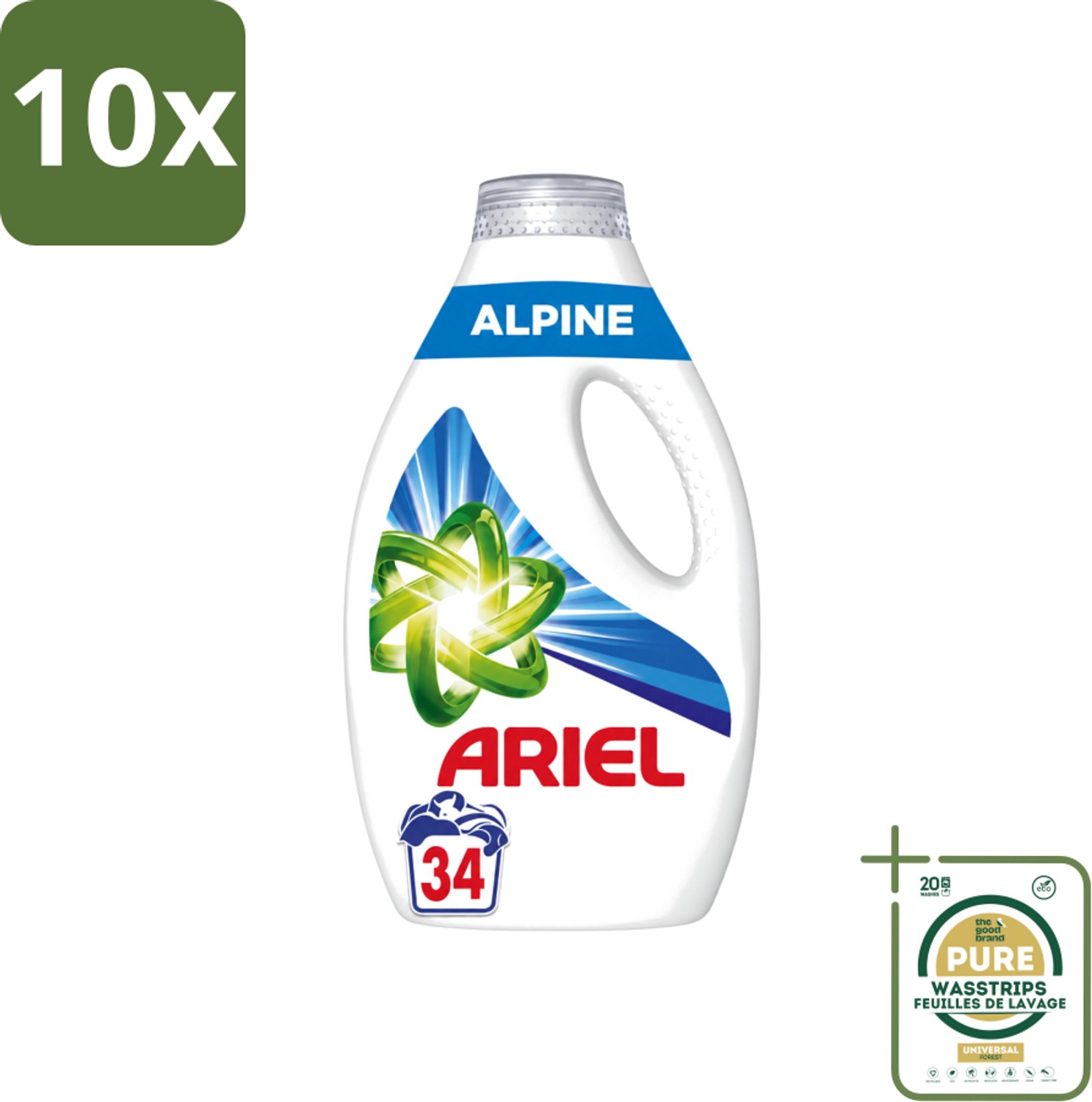 10 x Ariel – Vloeibaar Wasmiddel – Alpine – 1530 ml – 34 wasbeurten - Wasstrips - Ariel Alpine - Vloeibaar Wasmiddel - Koud Wassen - Frisse Geur - Energiezuinig Wasmiddel